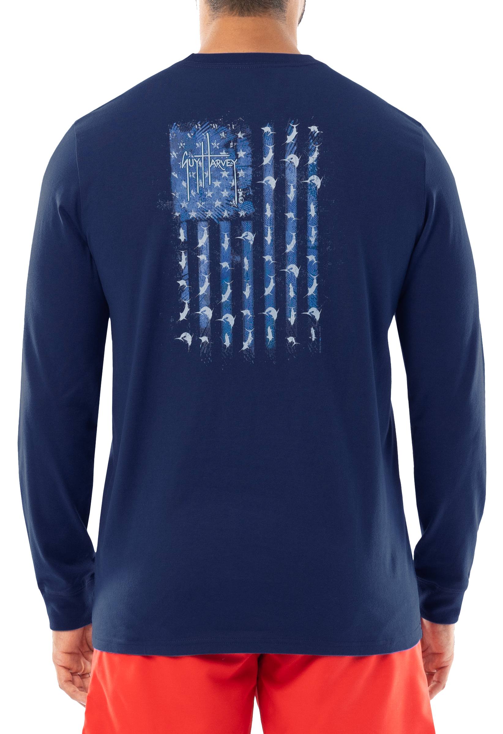 GUY HARVEY Tonal USA Long-Sleeve T-Shirt for Men