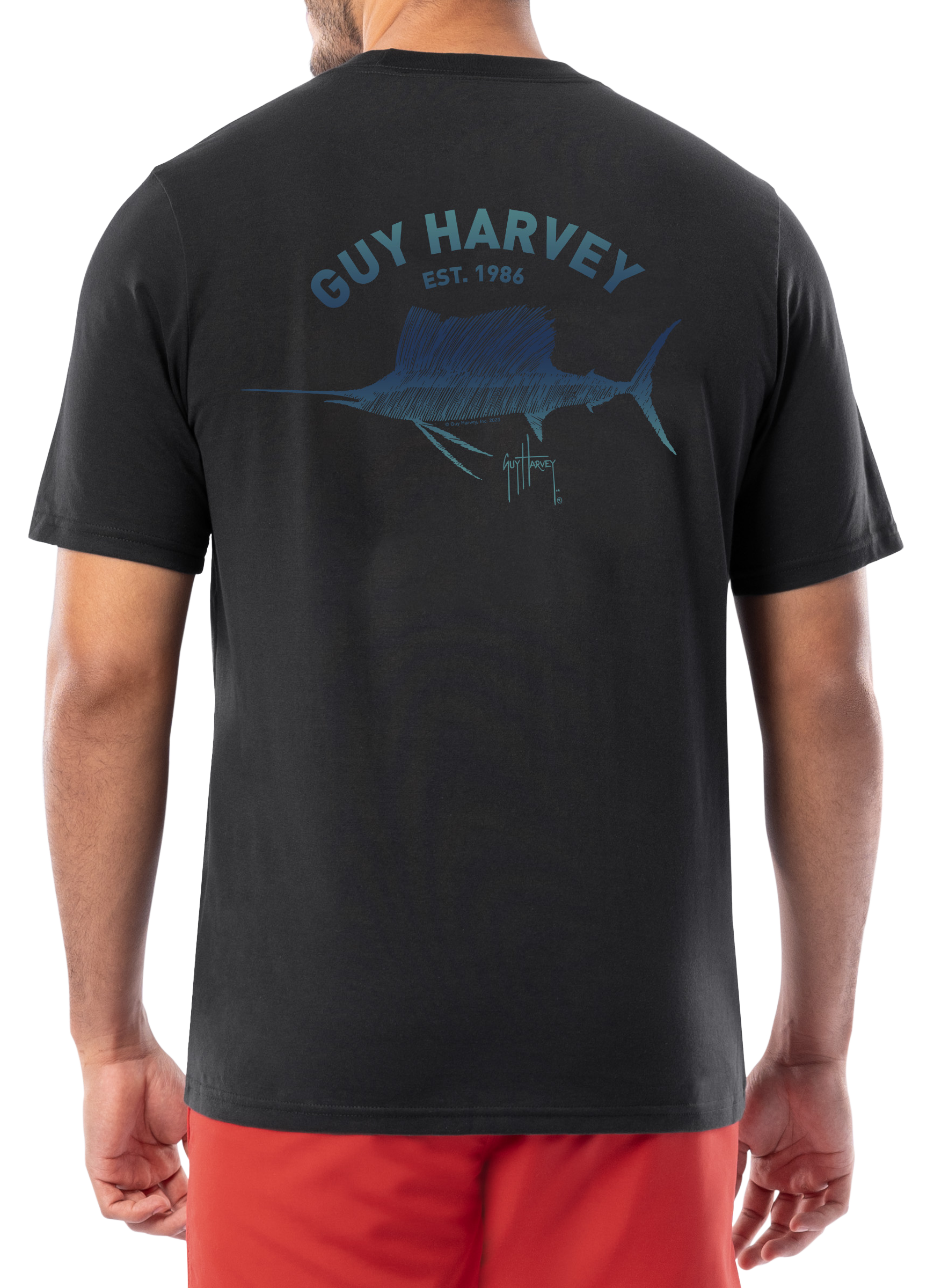 GUY HARVEY Sketchy Fade Short-Sleeve Pocket T-Shirt for Men