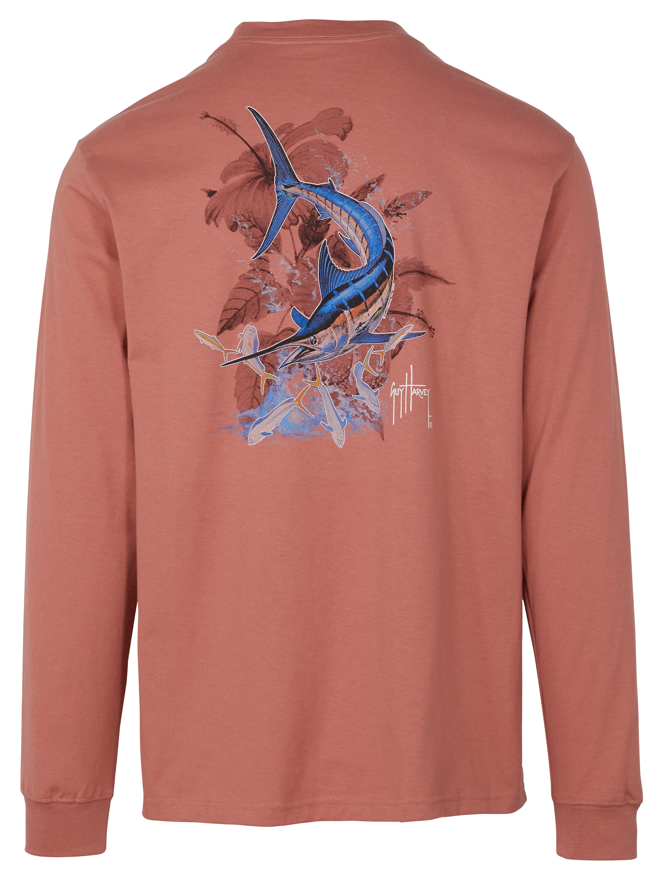 Image of Guy Harvey Marlin Springs Long-Sleeve T-Shirt for Men - Canyon Rose