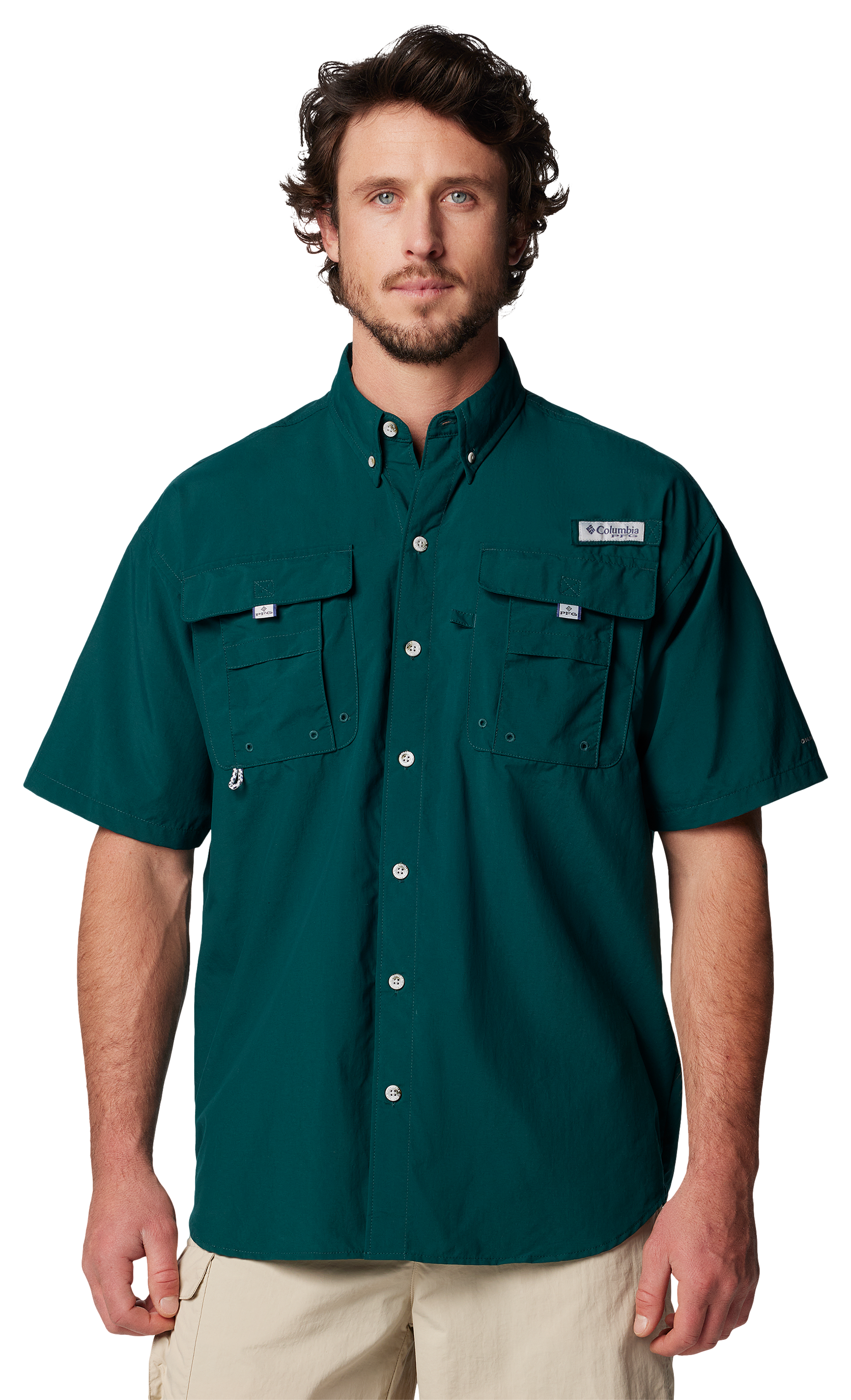 Image of Columbia Bahama Short-Sleeve Button-Down Shirt - Midnight Teal