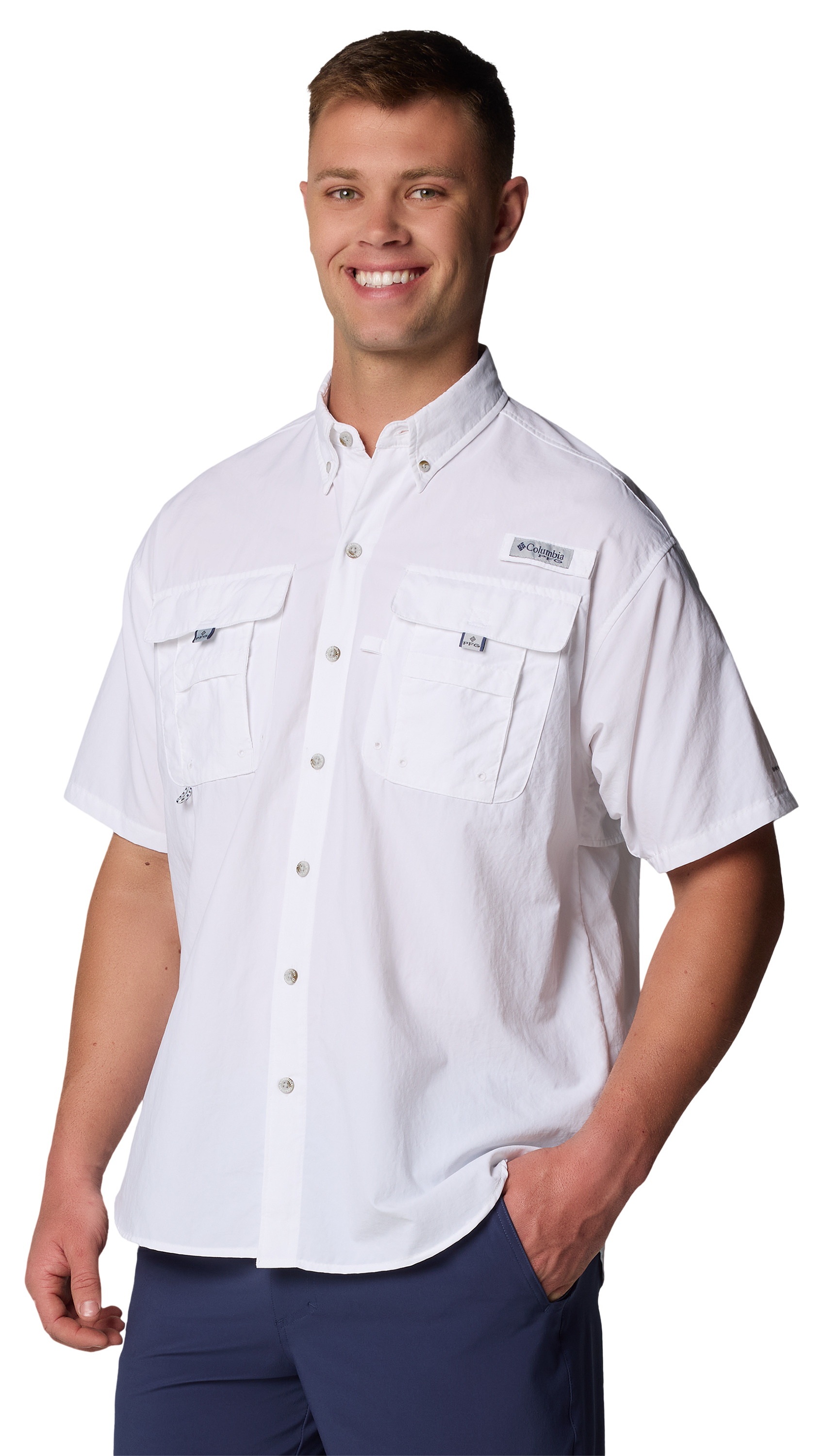 Image of Columbia Bahama Short-Sleeve Button-Down Shirt - White
