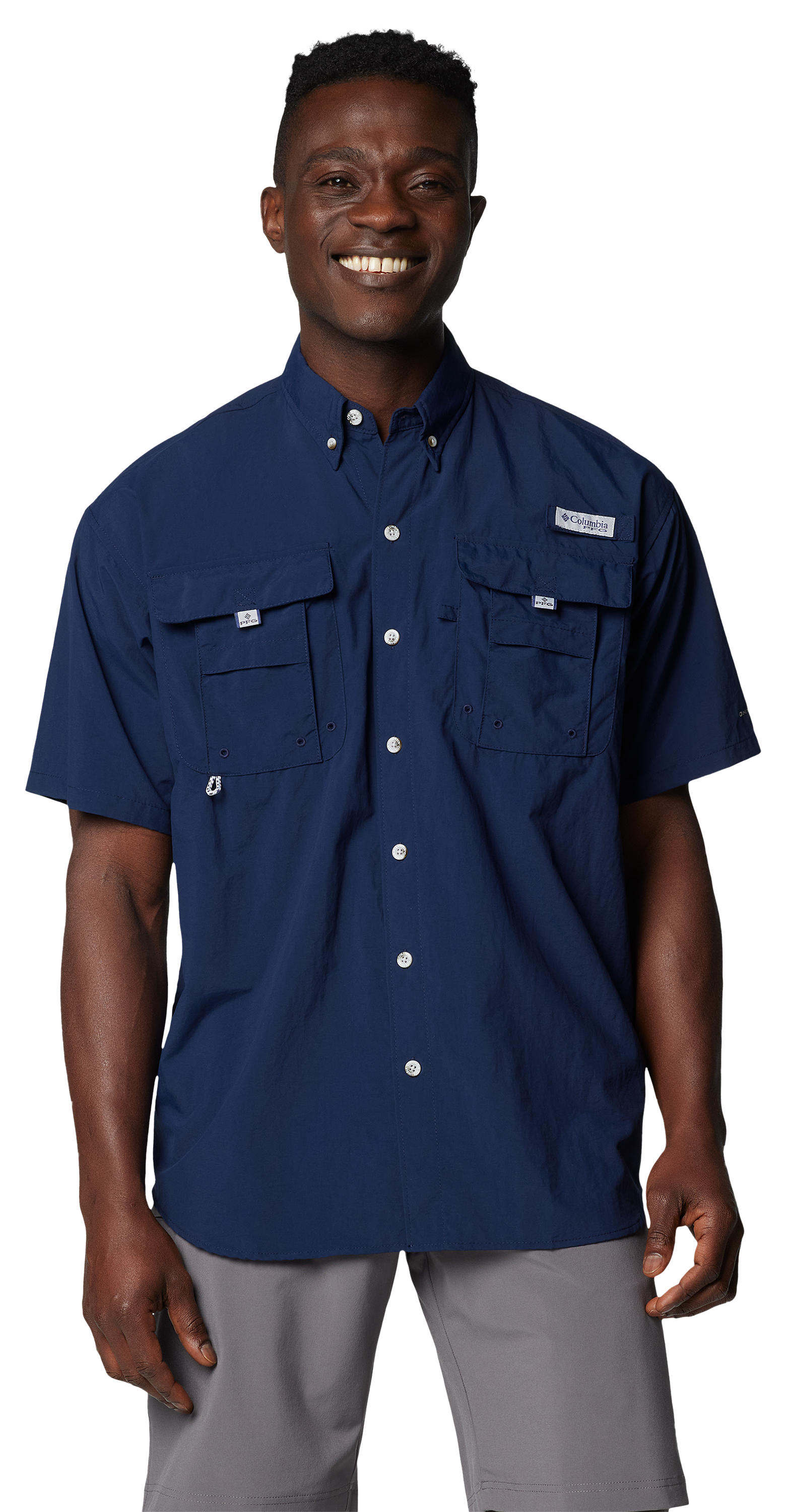 Image of Columbia Bahama Short-Sleeve Button-Down Shirt - Collegiate Navy