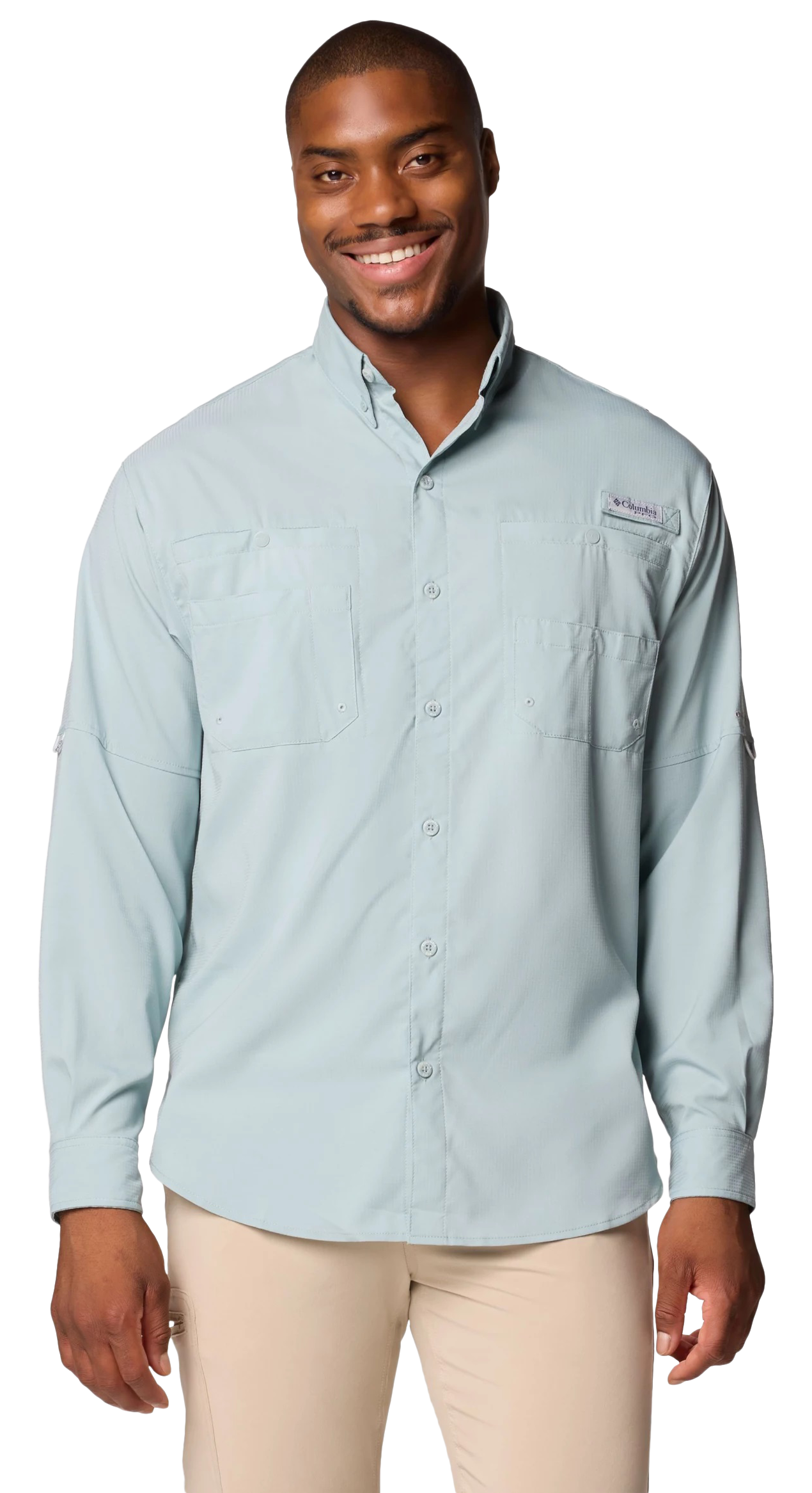 Image of Columbia Tamiami II Long-Sleeve Button-Down Shirt - Crushed Blue - 2XL