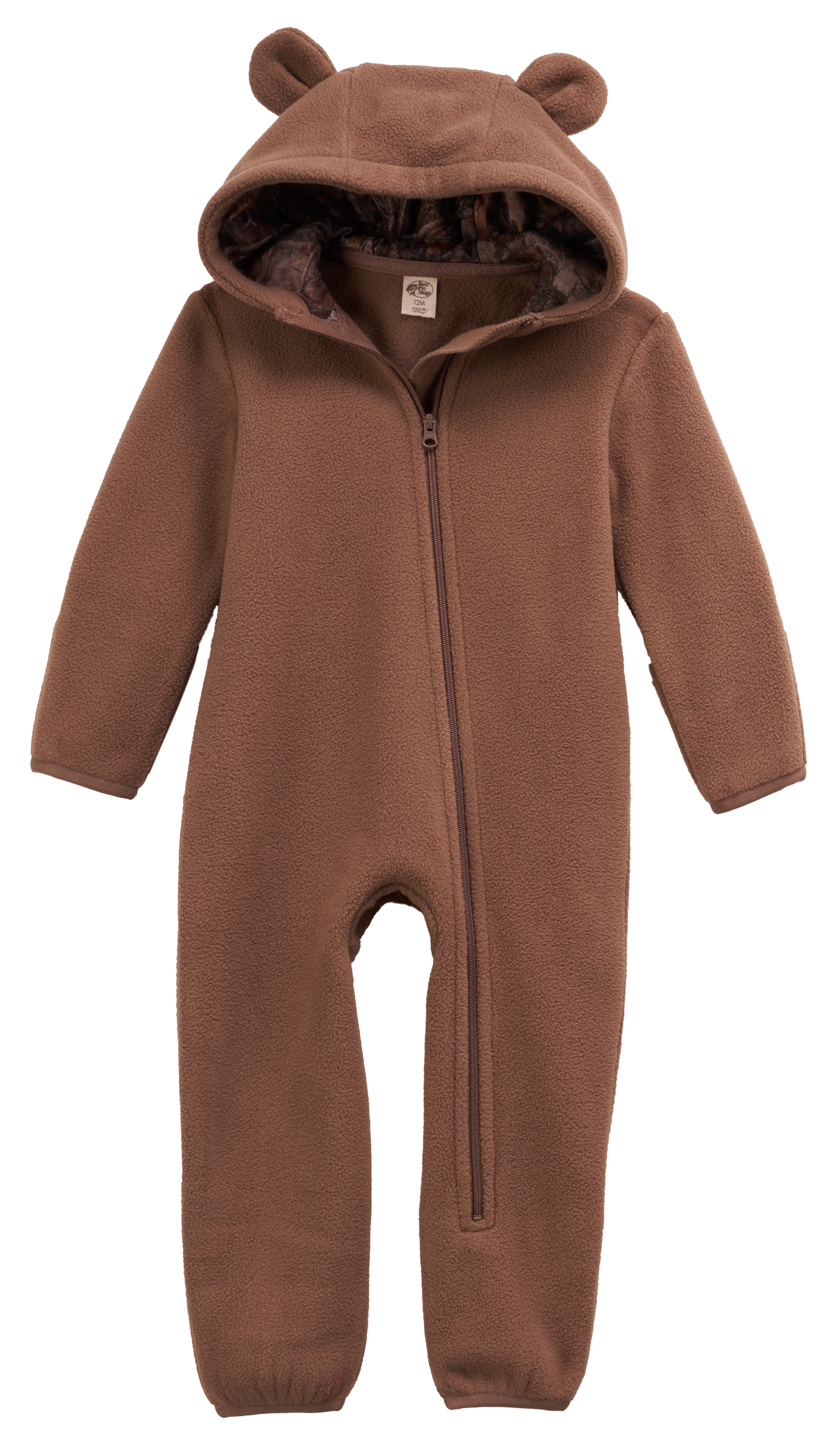 Image of Bass Pro Shops Insulated Fleece Coveralls for Babies - Brown/TrueTimber Kanati - 3 Months