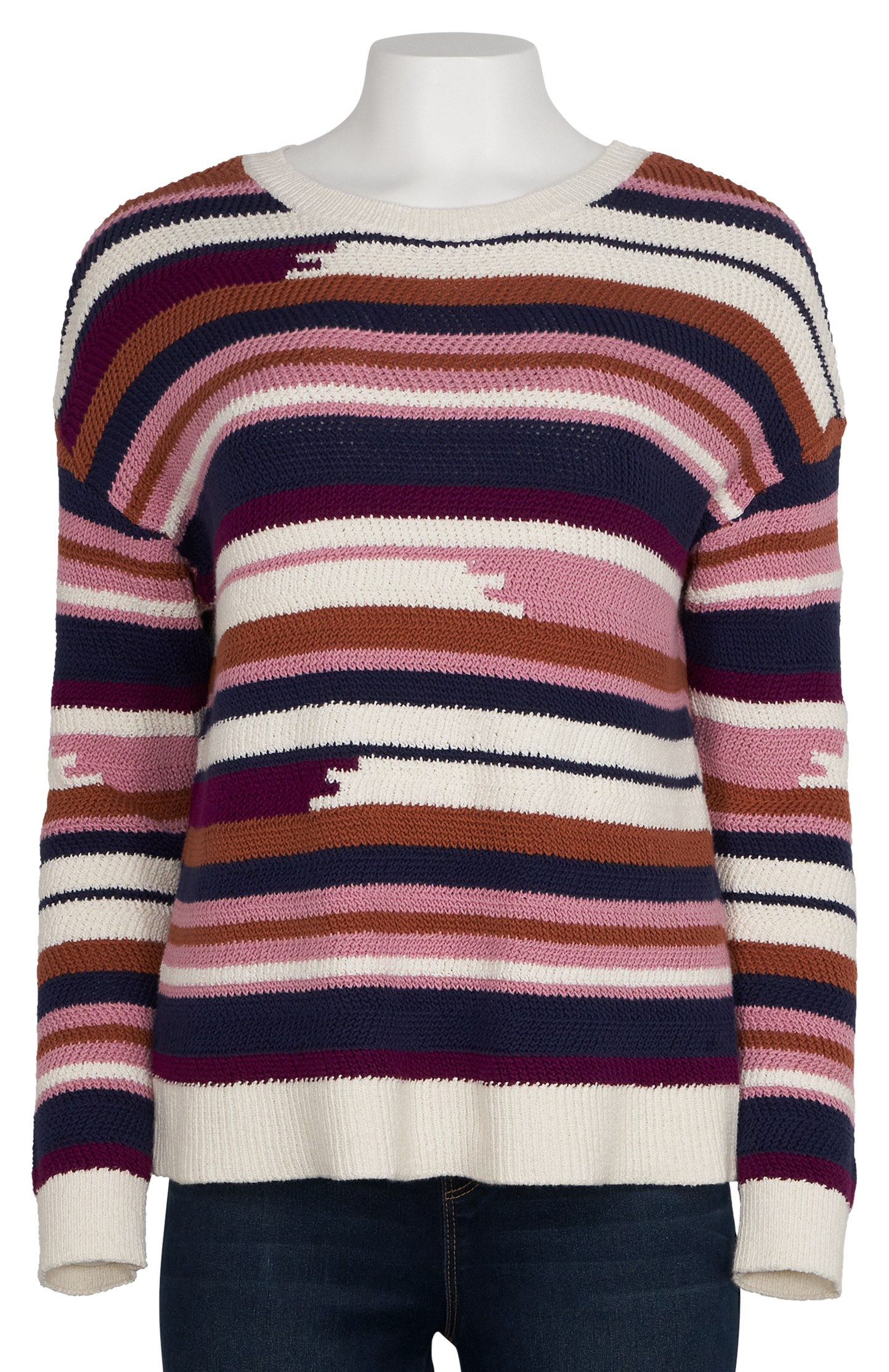 Image of Natural Reflections Pullover Stripe Sweater - Purple Stripe