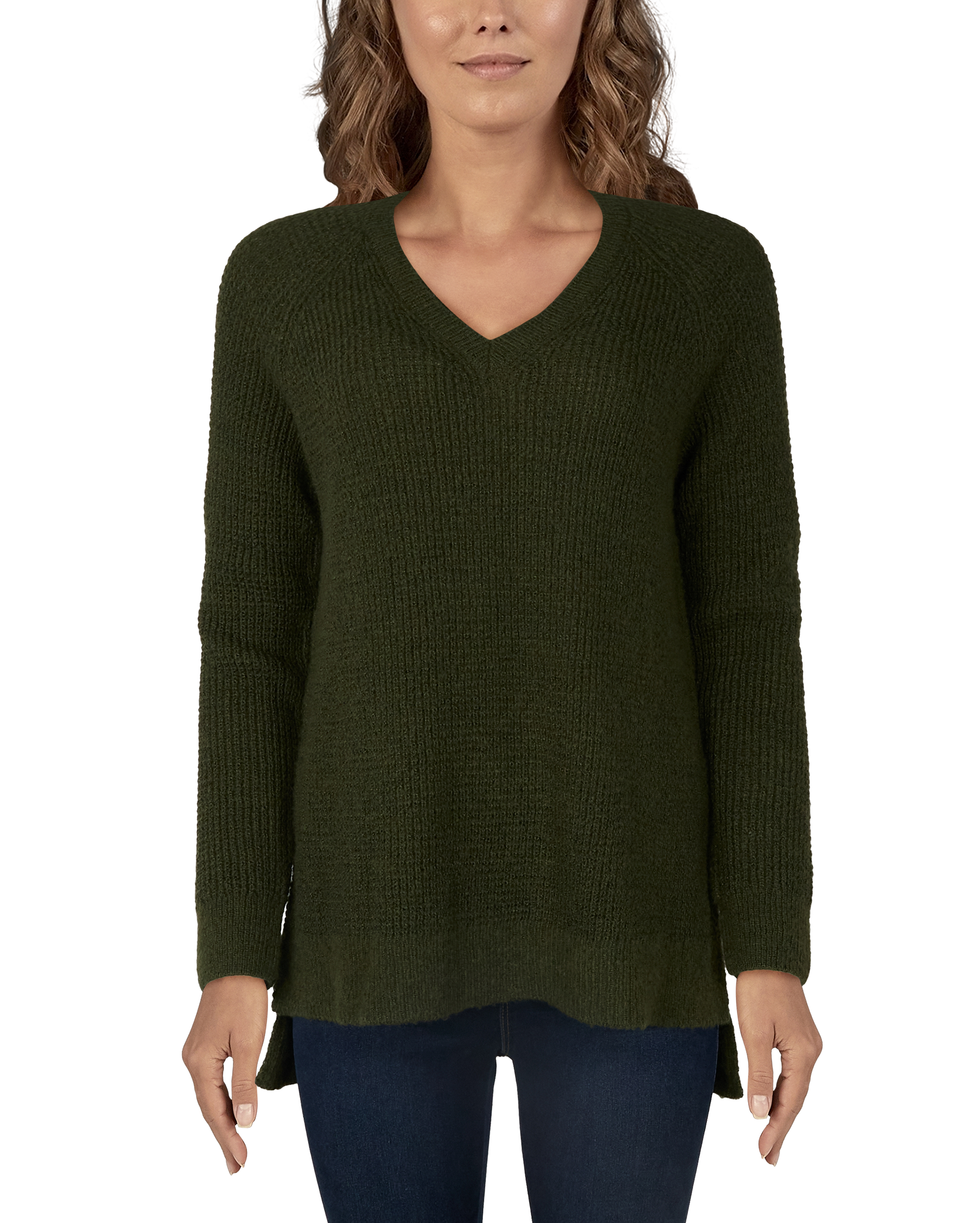 Image of Natural Reflections Tahoe Thermal V-Neck Sweater for Ladies - Deep Depths - S