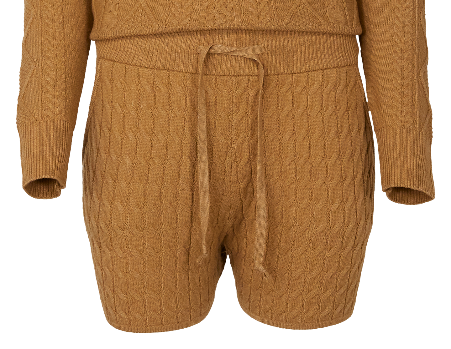 Image of Natural Reflections Cable Sweater Shorts - Tannin Heather