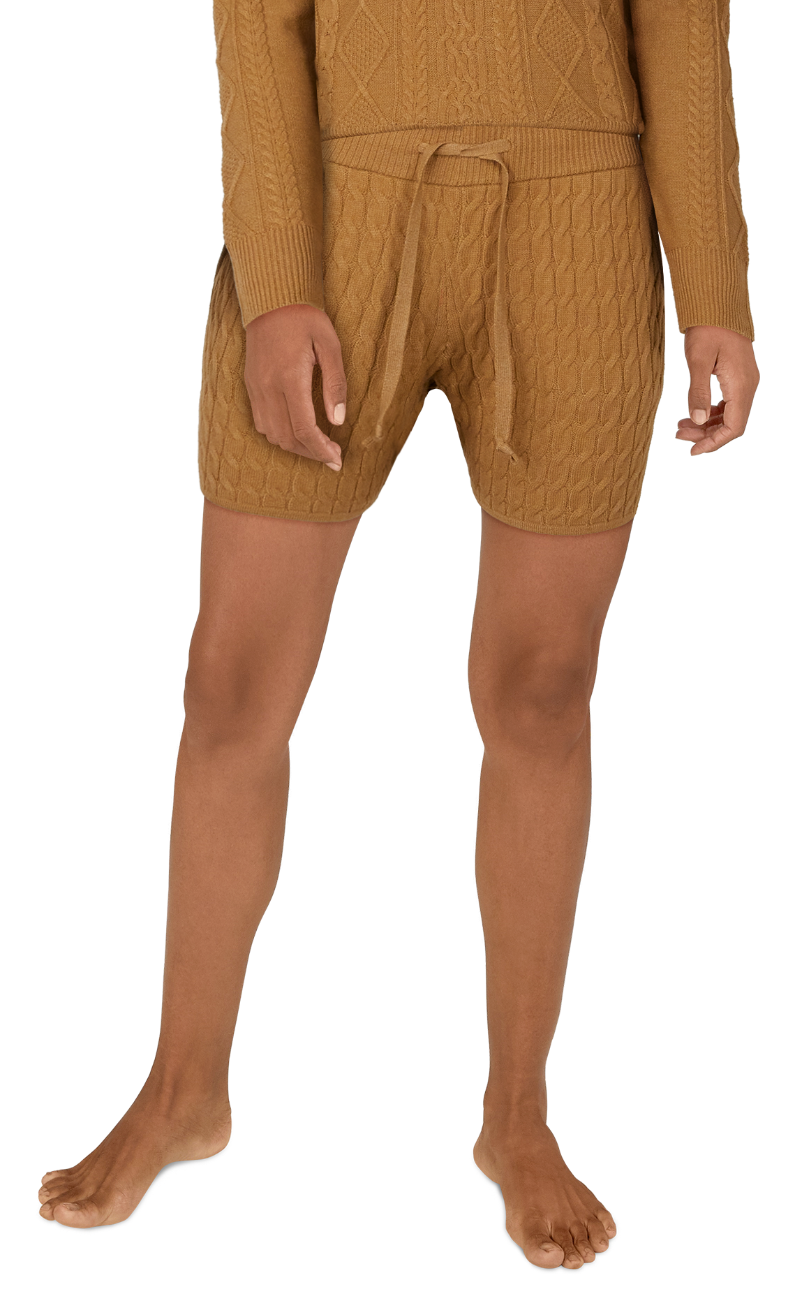 Image of Natural Reflections Cable Sweater Shorts for Ladies - Tannin Heather - S