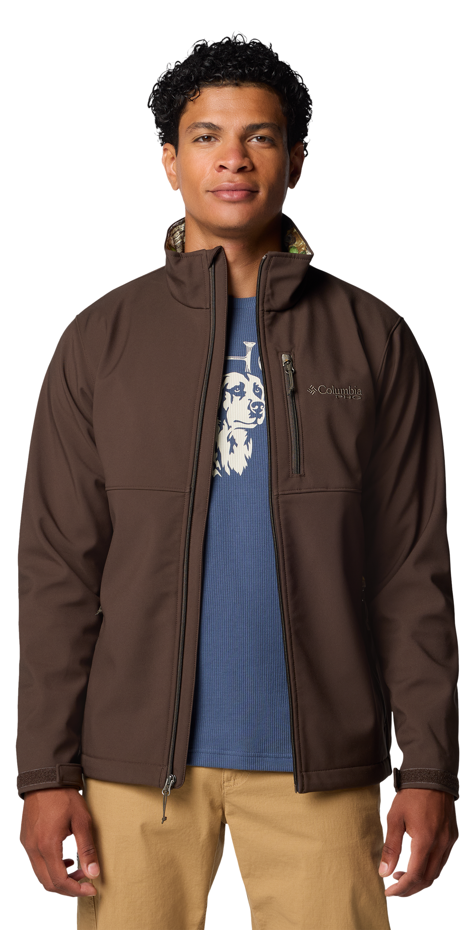 Image of Columbia PHG Ascender II Softshell Jacket for Men - Cordovan/Timberwoods Camo - S