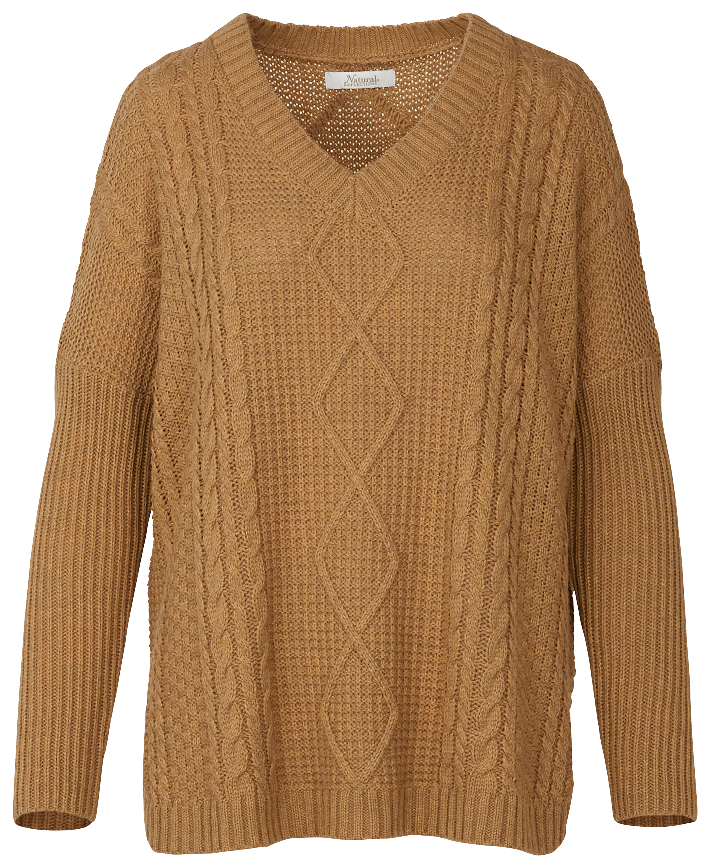 Image of Natural Reflections Cabinside Cable Sweater - Tannin Heather