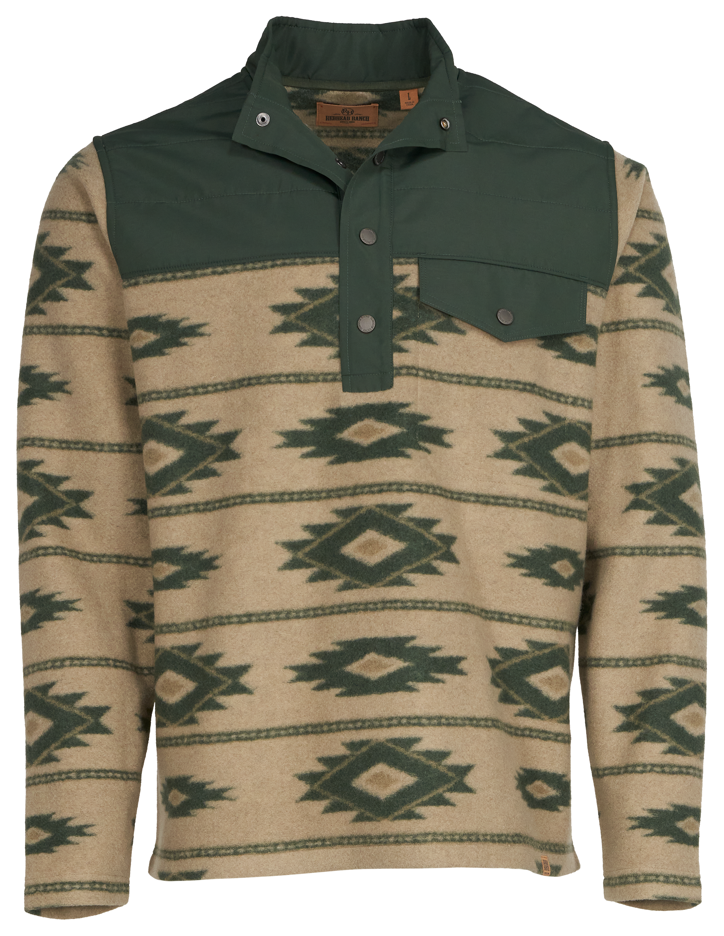 Image of RedHead Ranch Killdeer Fleece Mock-Neck Pullover for Men - Dusky Green - S