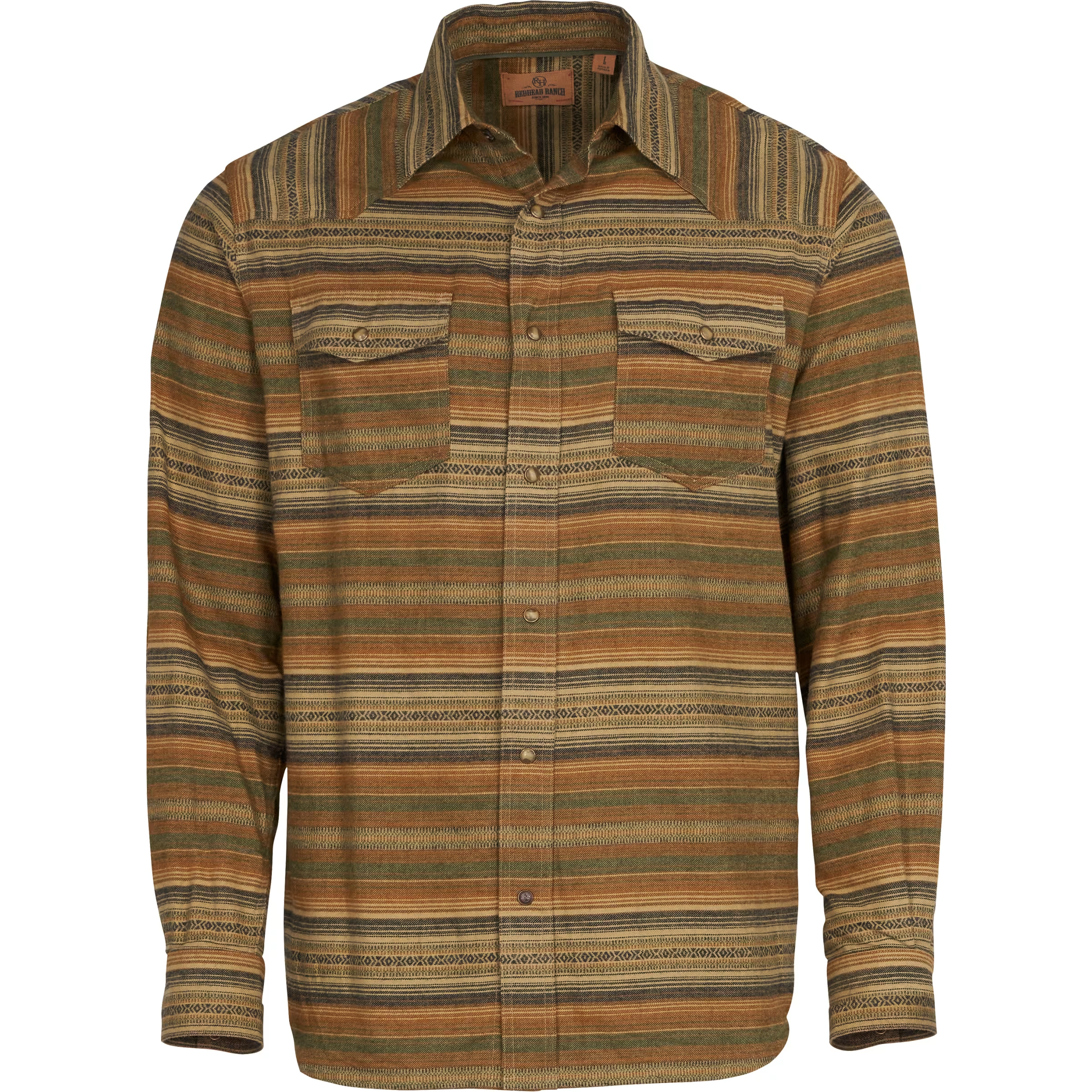 Image of RedHead Ranch Hawkins Creek Jacquard Long-Sleeve Flannel Shirt for Men - Tobacco