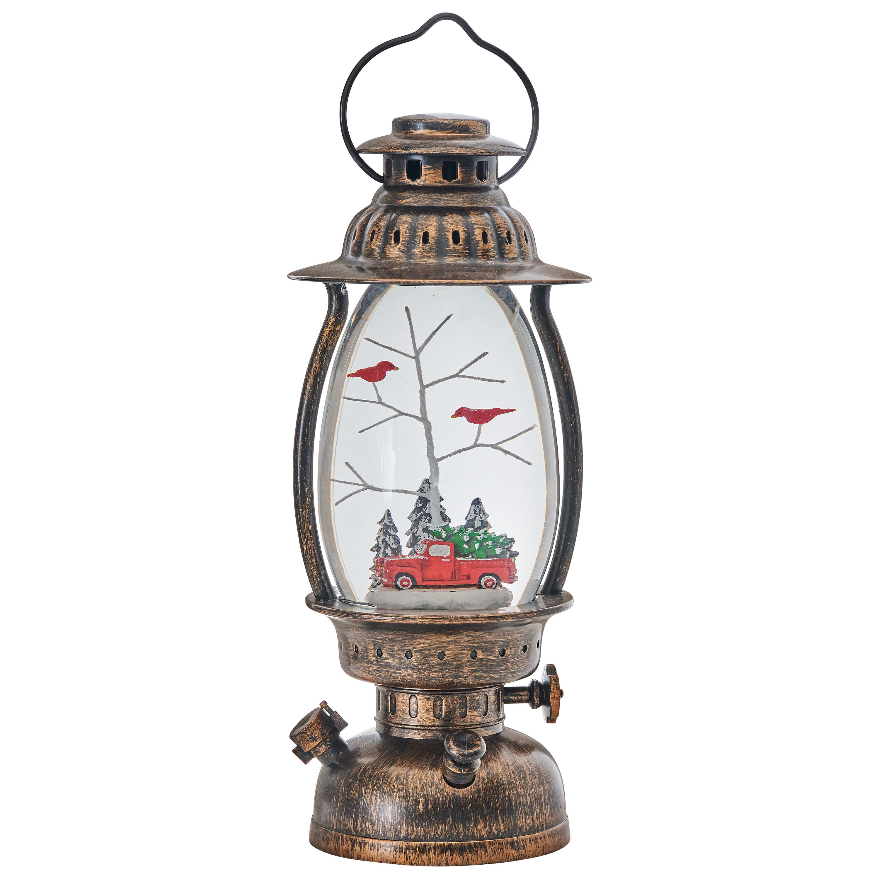 Image of Bass Pro Shops Red Truck Scene Lighted Snowglobe Lantern