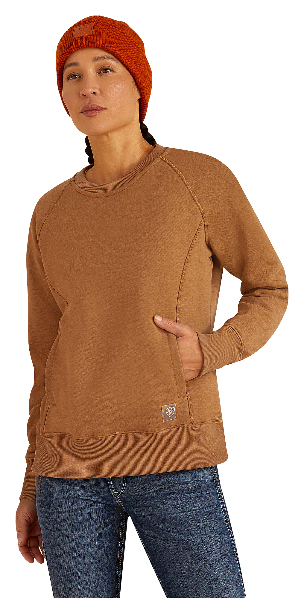 Image of Ariat Rebar Traverse Long-Sleeve Sweatshirt for Ladies - Rebar Khaki - S