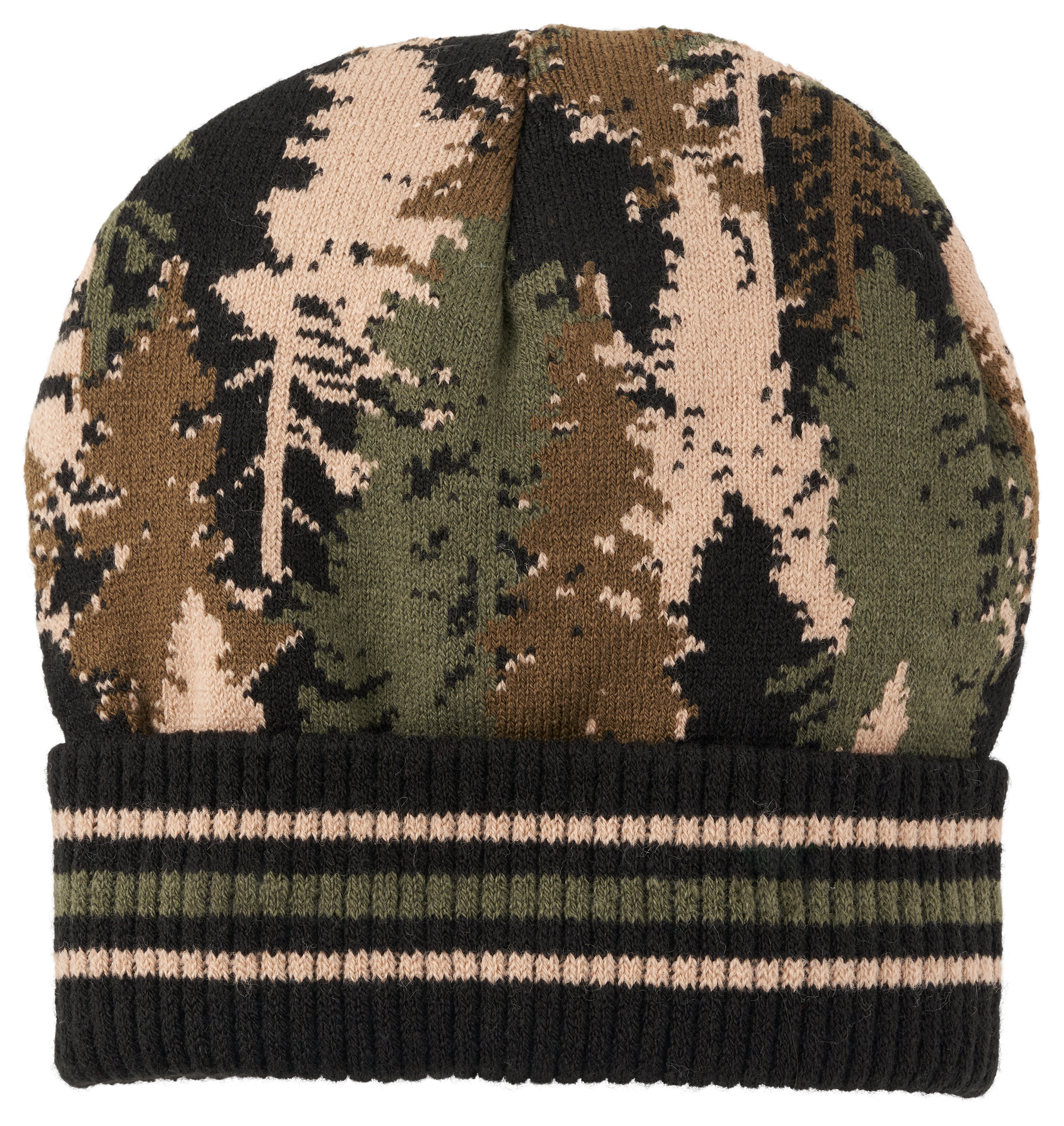 Image of Grand Sierra Tree Cuff Beanie for Kids - Olive/Tan