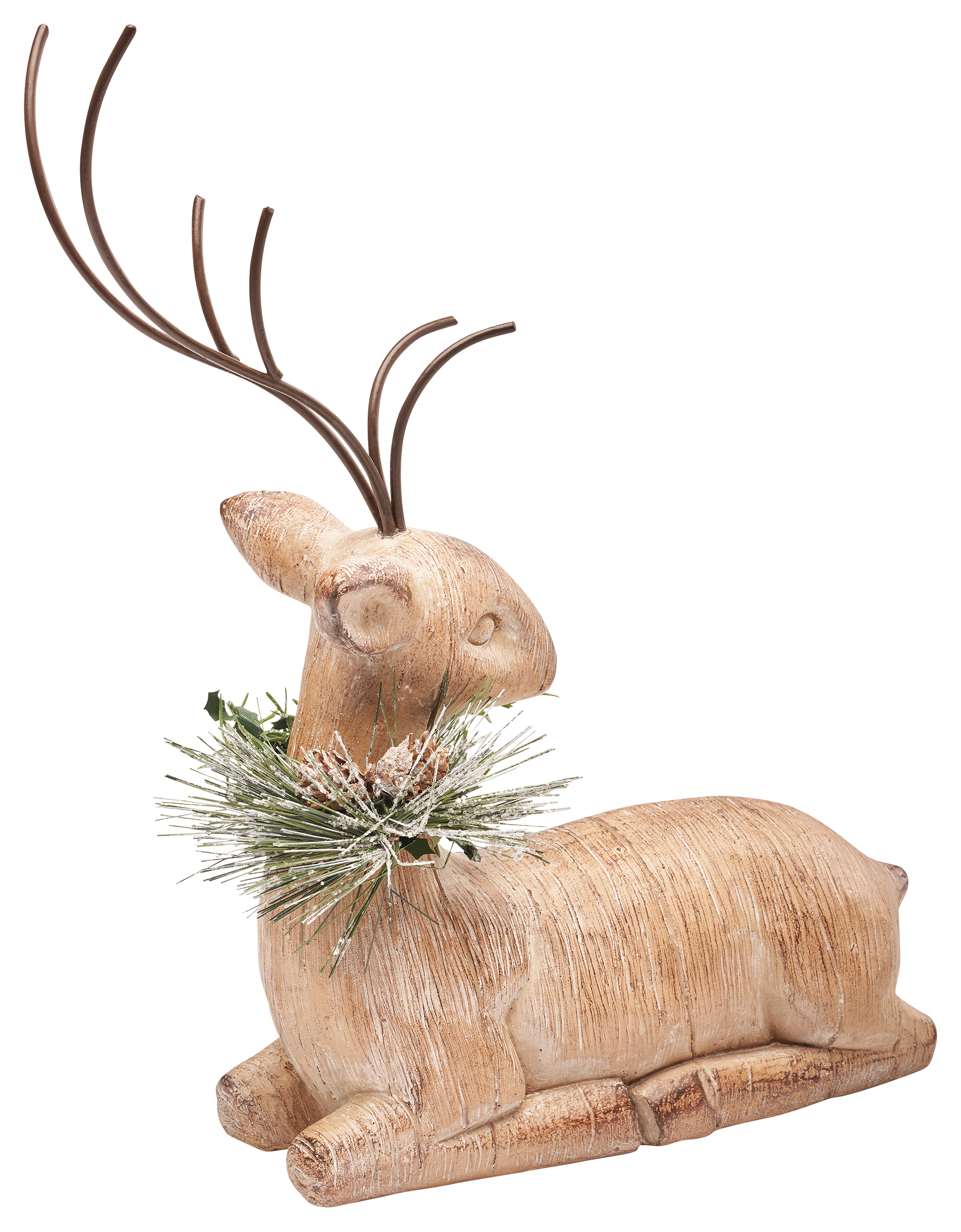 Image of Bass Pro Shops Sitting Deer with Metal Antlers Holiday Decor