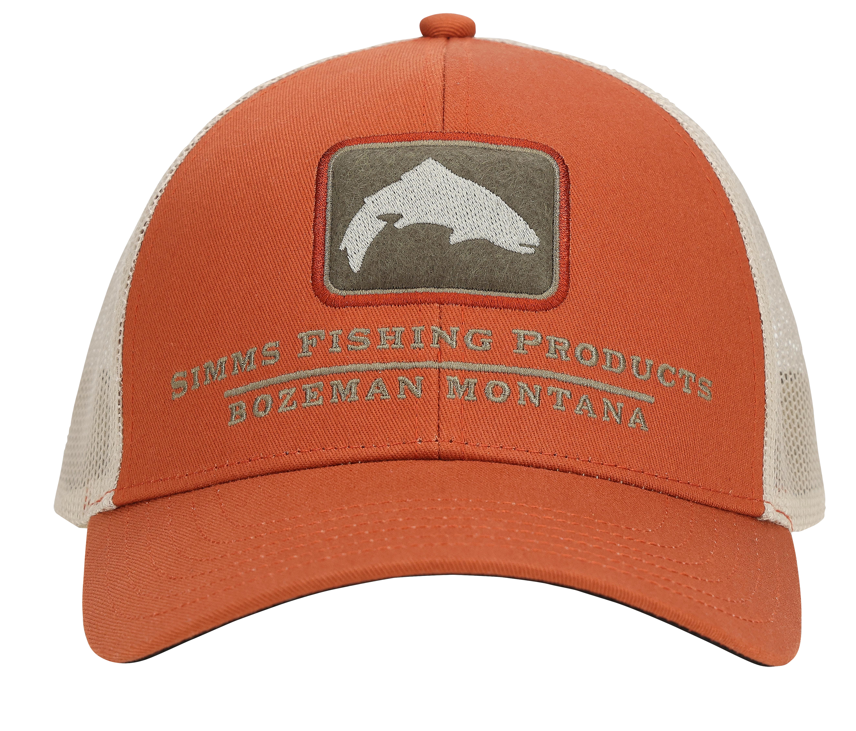 Image of Simms Double Haul Icon Bass Logo Trucker Cap - Simms Orange