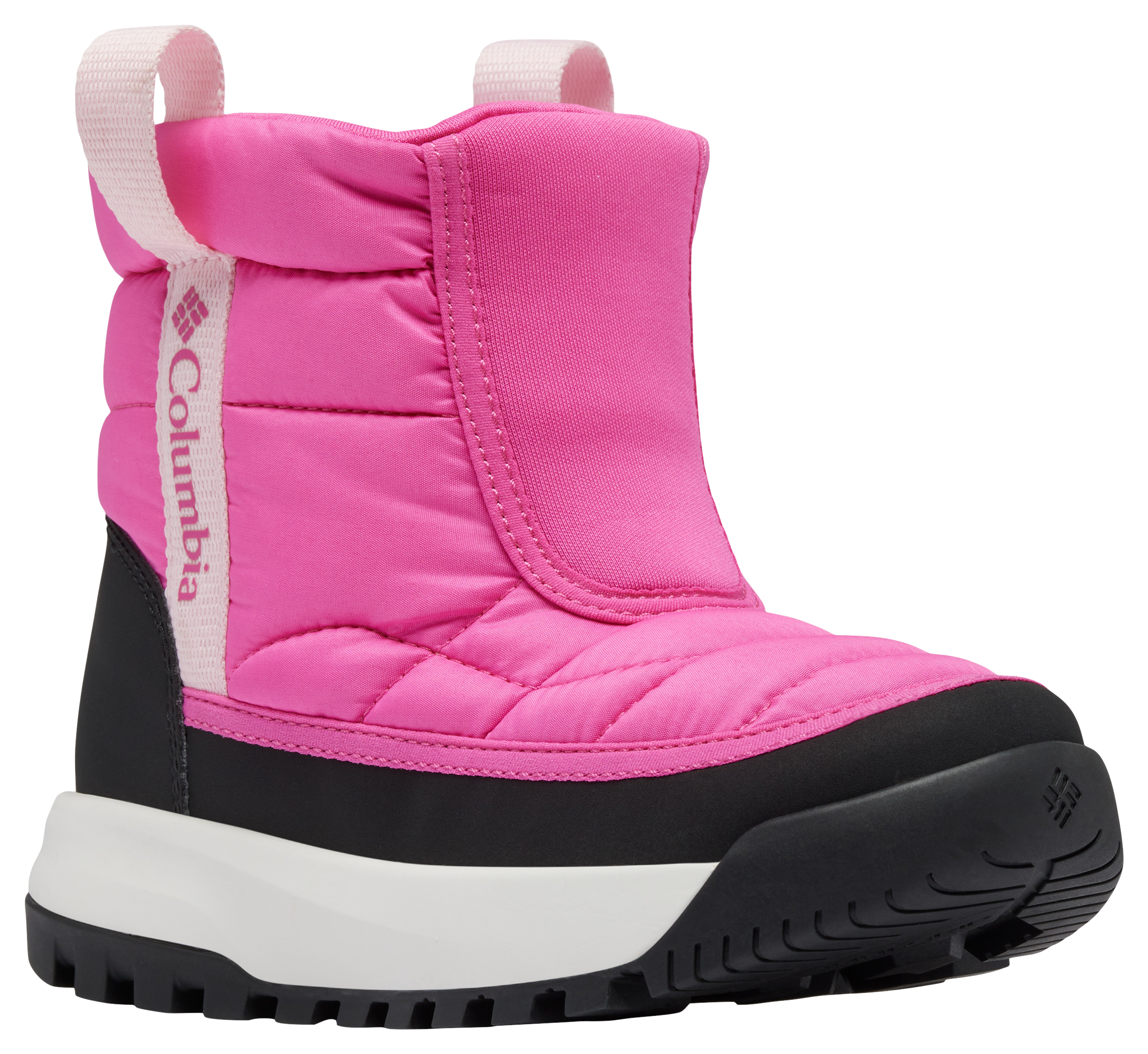 Image of Columbia Snowtrot Mid Boots for Kids - Pink Ice/Satin Pink - 1 Kids