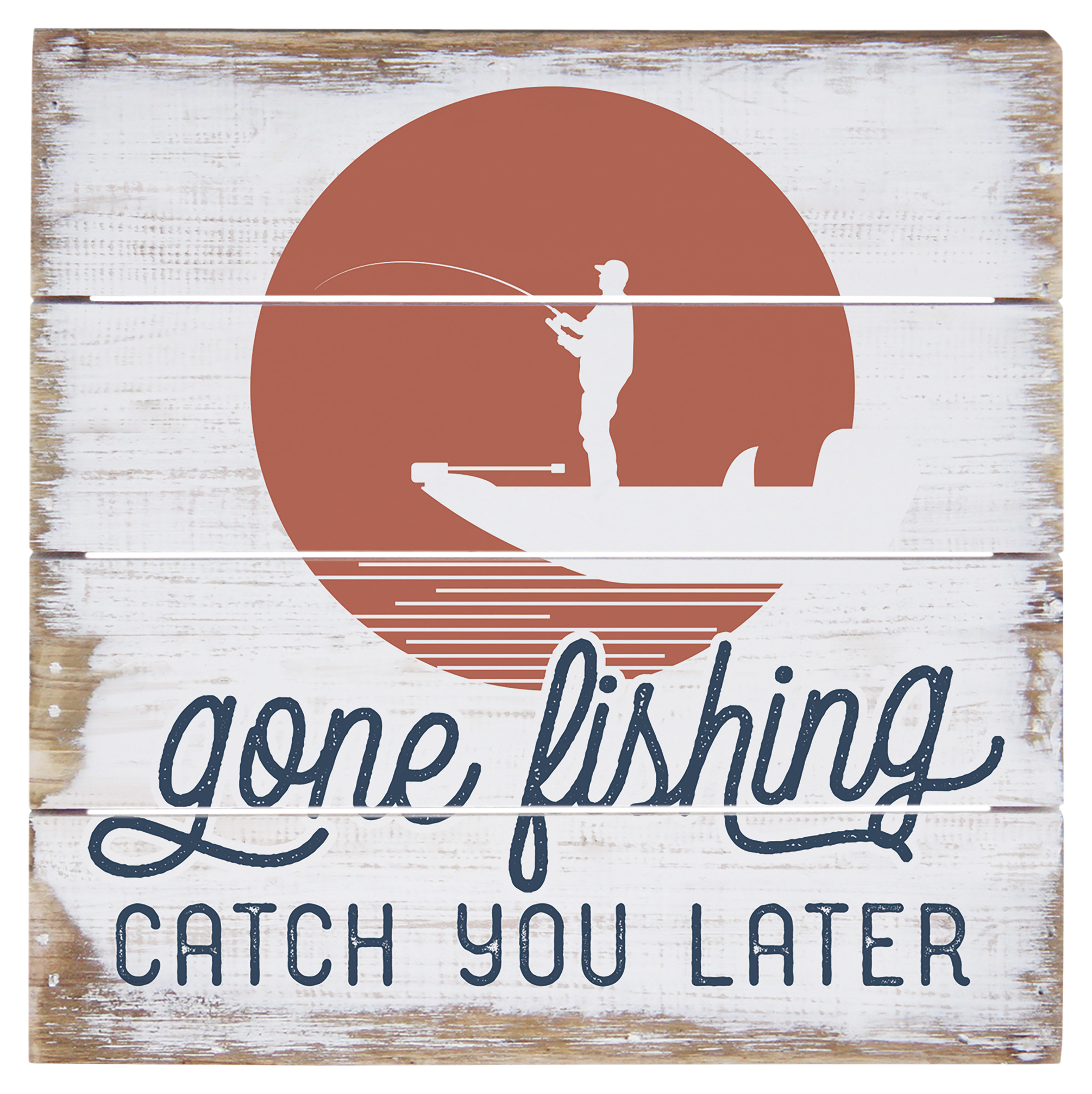 Sincere Surroundings Gone Fishing Perfect Pallet Petite Sign                                                                    