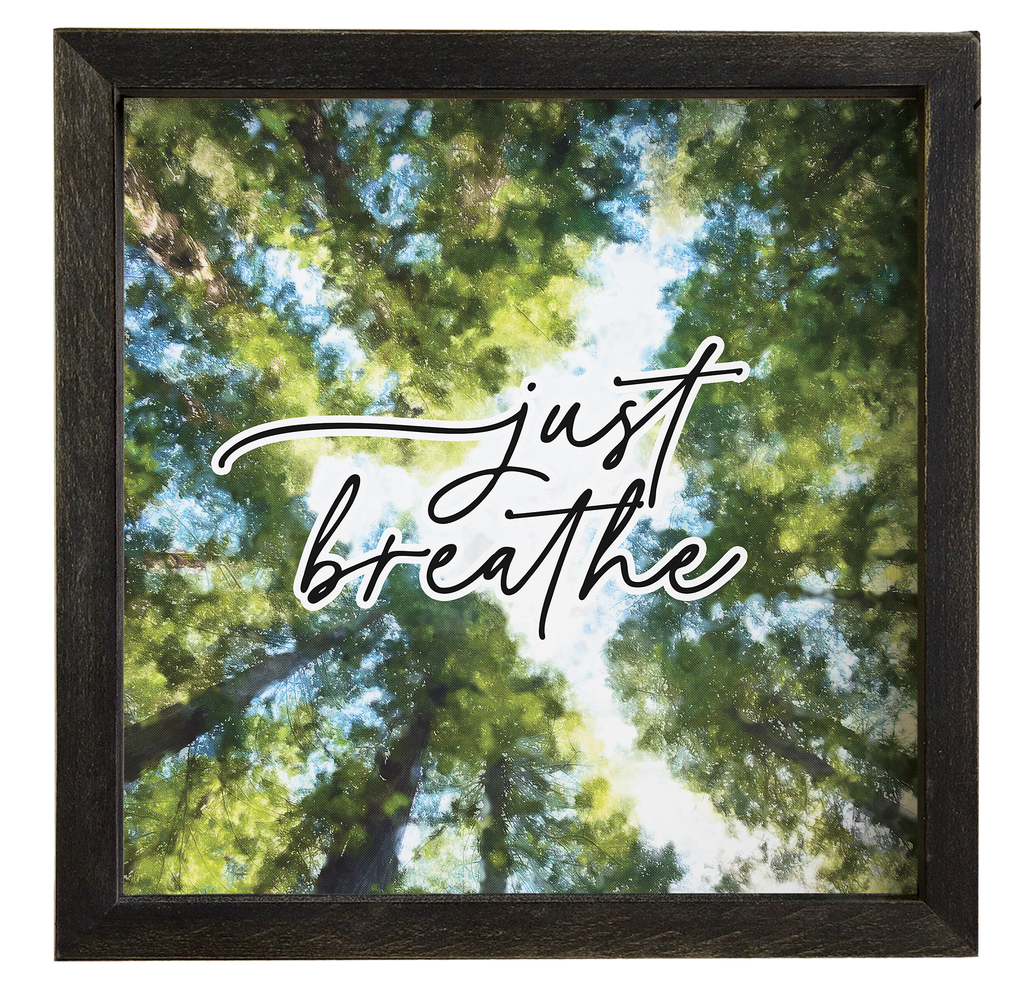Image of Sincere Surroundings Just Breathe Trees Framed Sign