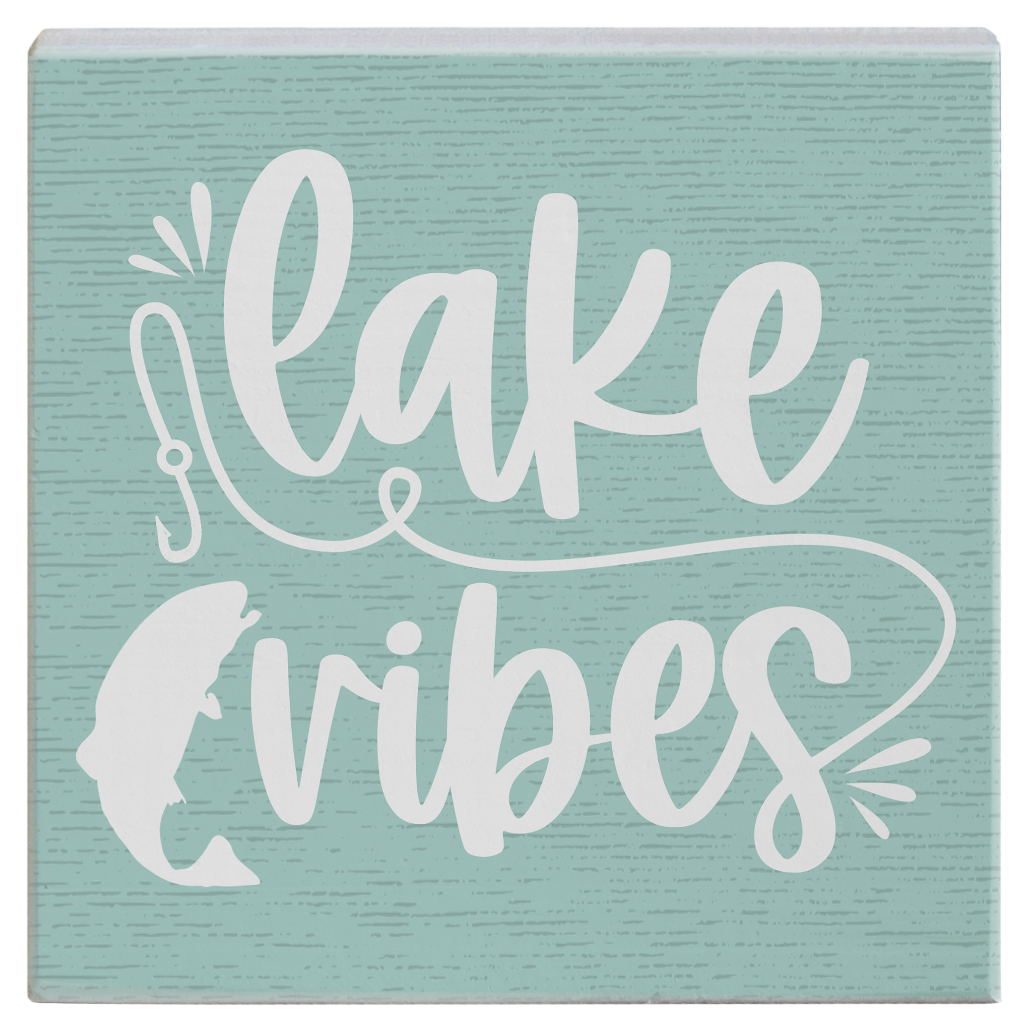 Image of Sincere Surroundings Lake Vibes Fish Small Talk Square Display Sign