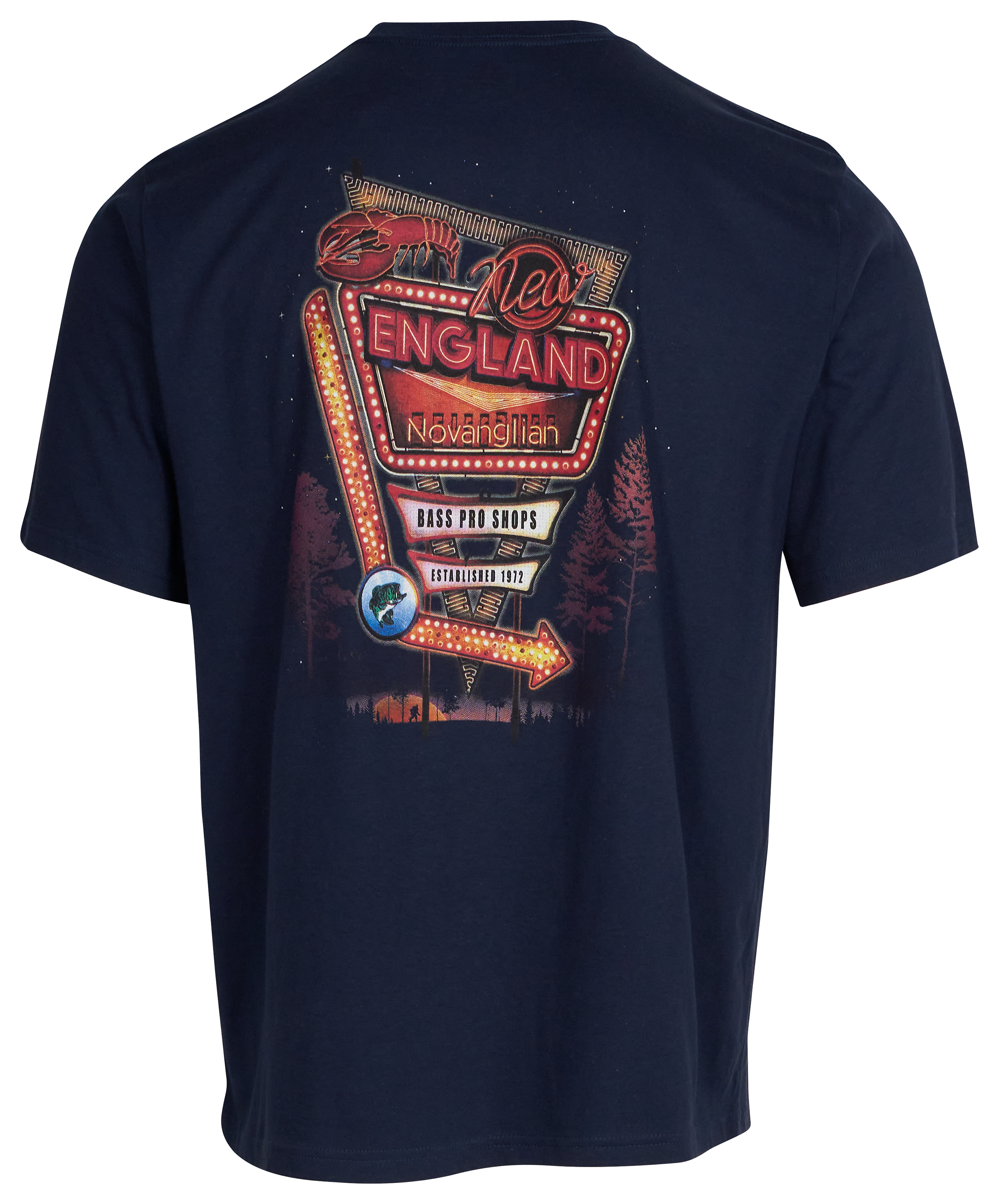 Image of Bass Pro Shops Neon New England Sign Short-Sleeve T-Shirt for Men - Navy