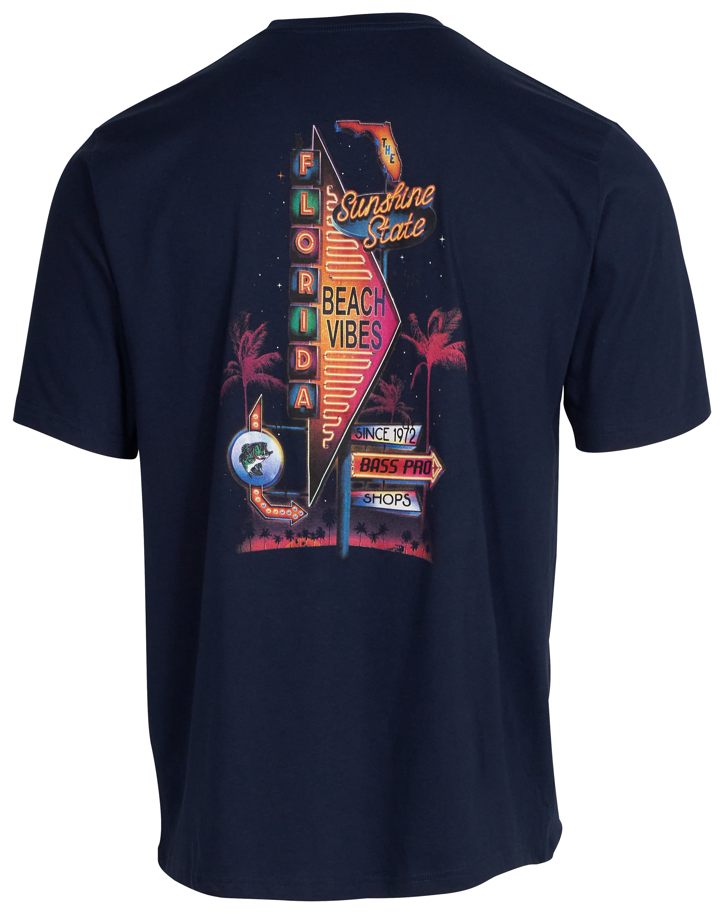 Image of Bass Pro Shops Neon Florida Sign Short-Sleeve T-Shirt for Men - Navy