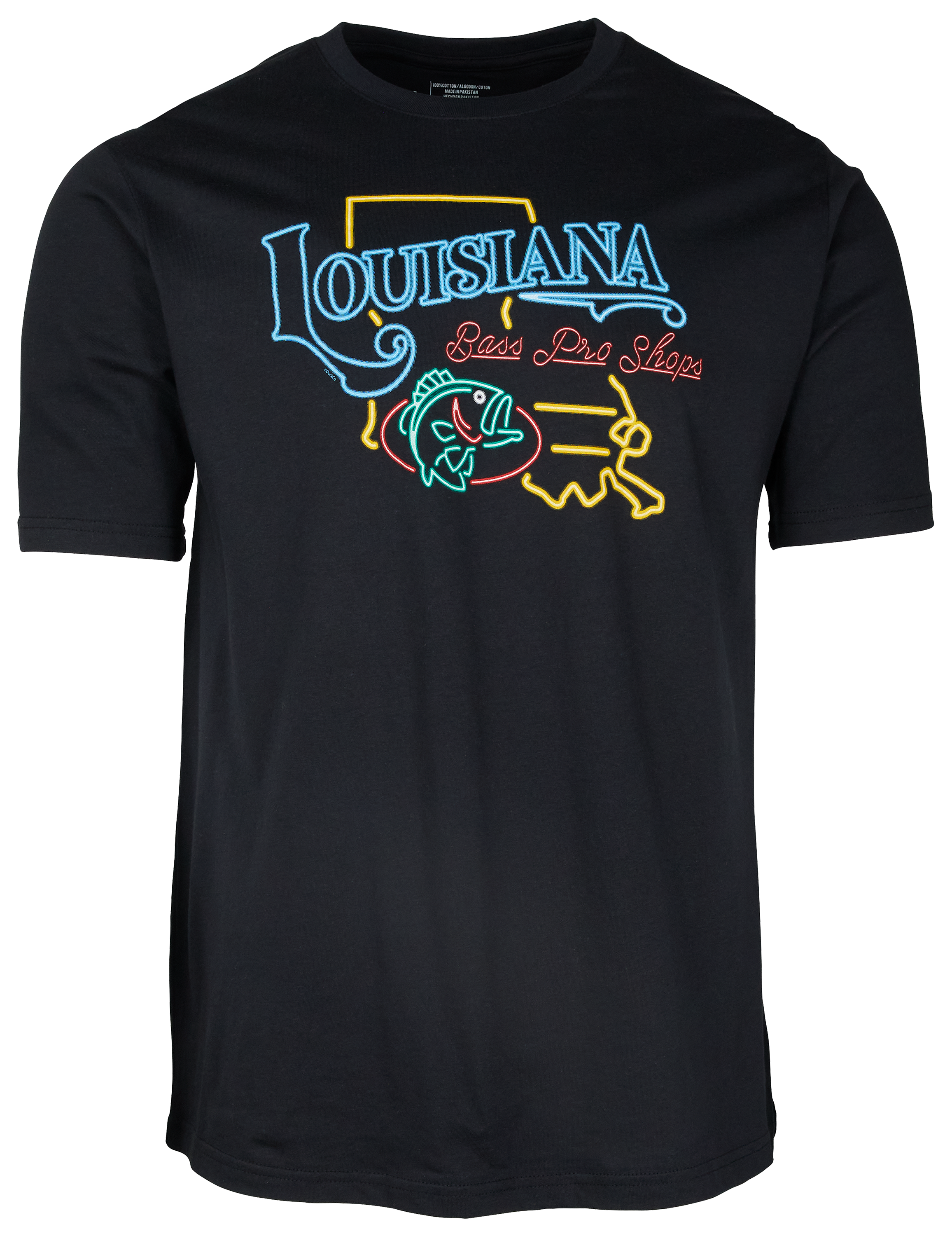 Image of Bass Pro Shops Neon Louisiana Short-Sleeve T-Shirt for Men - Black - XL