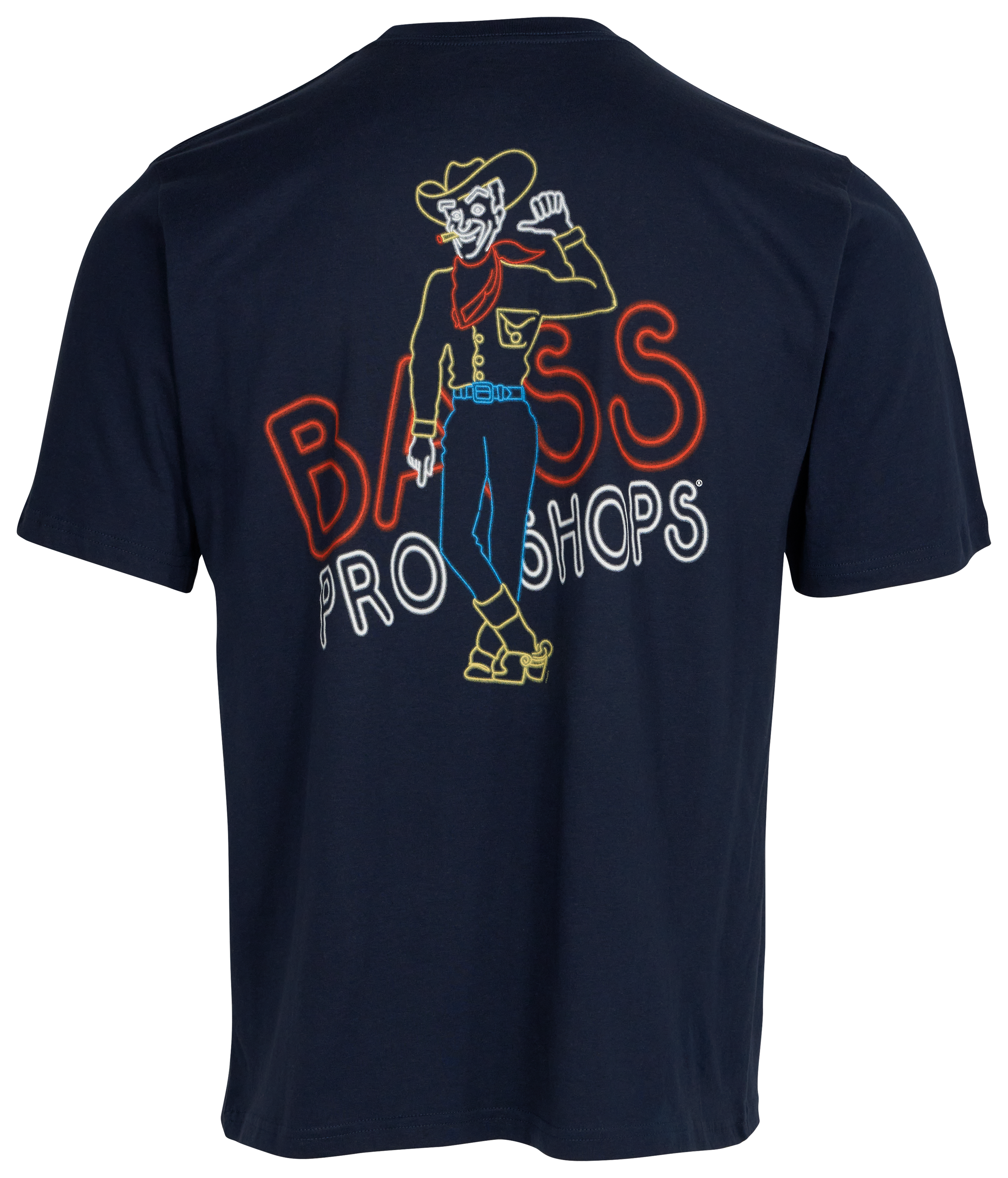 Image of Bass Pro Shops Las Vegas Neon Cowboy Short-Sleeve T-Shirt for Men - Navy