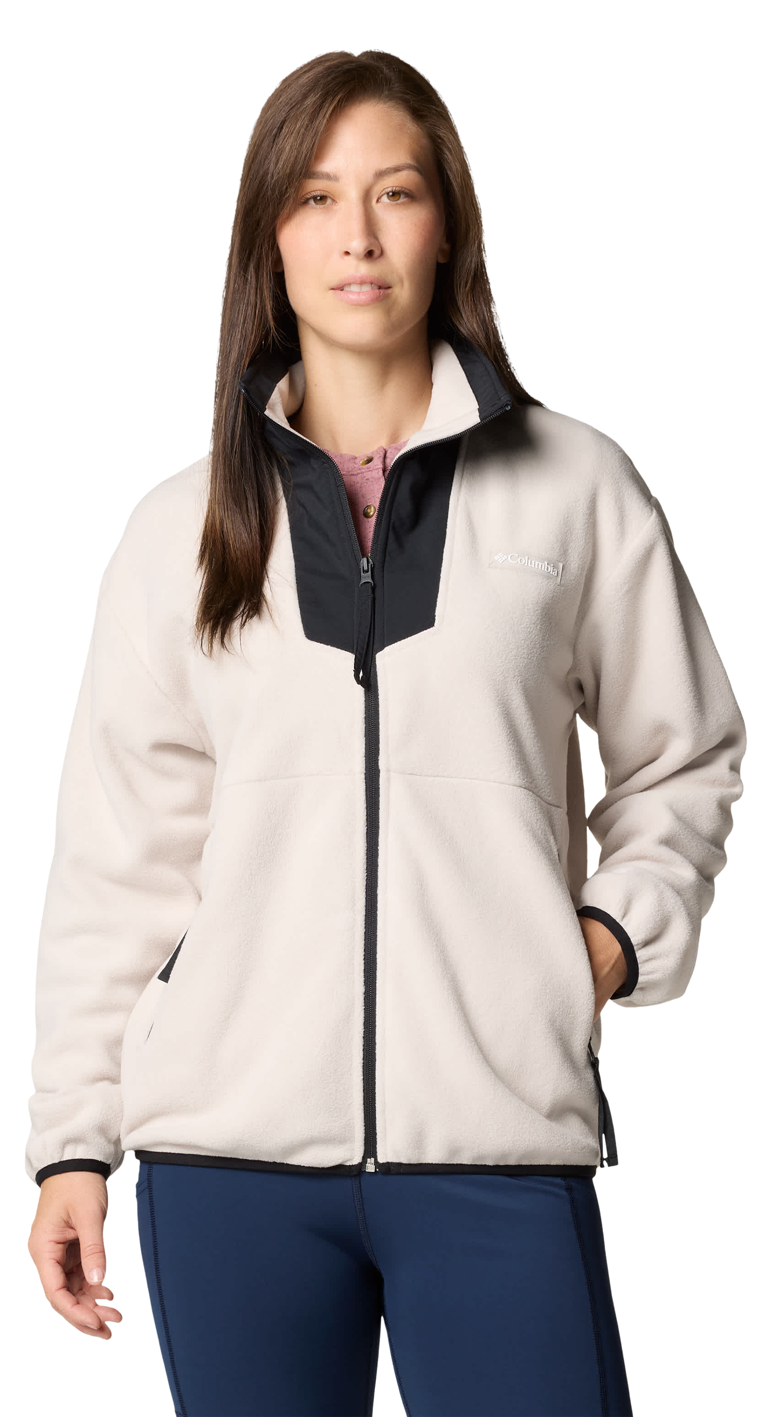 Image of Columbia Sequoia Grove Full-Zip Fleece Jacket for Ladies - Dark Stone/Black - S