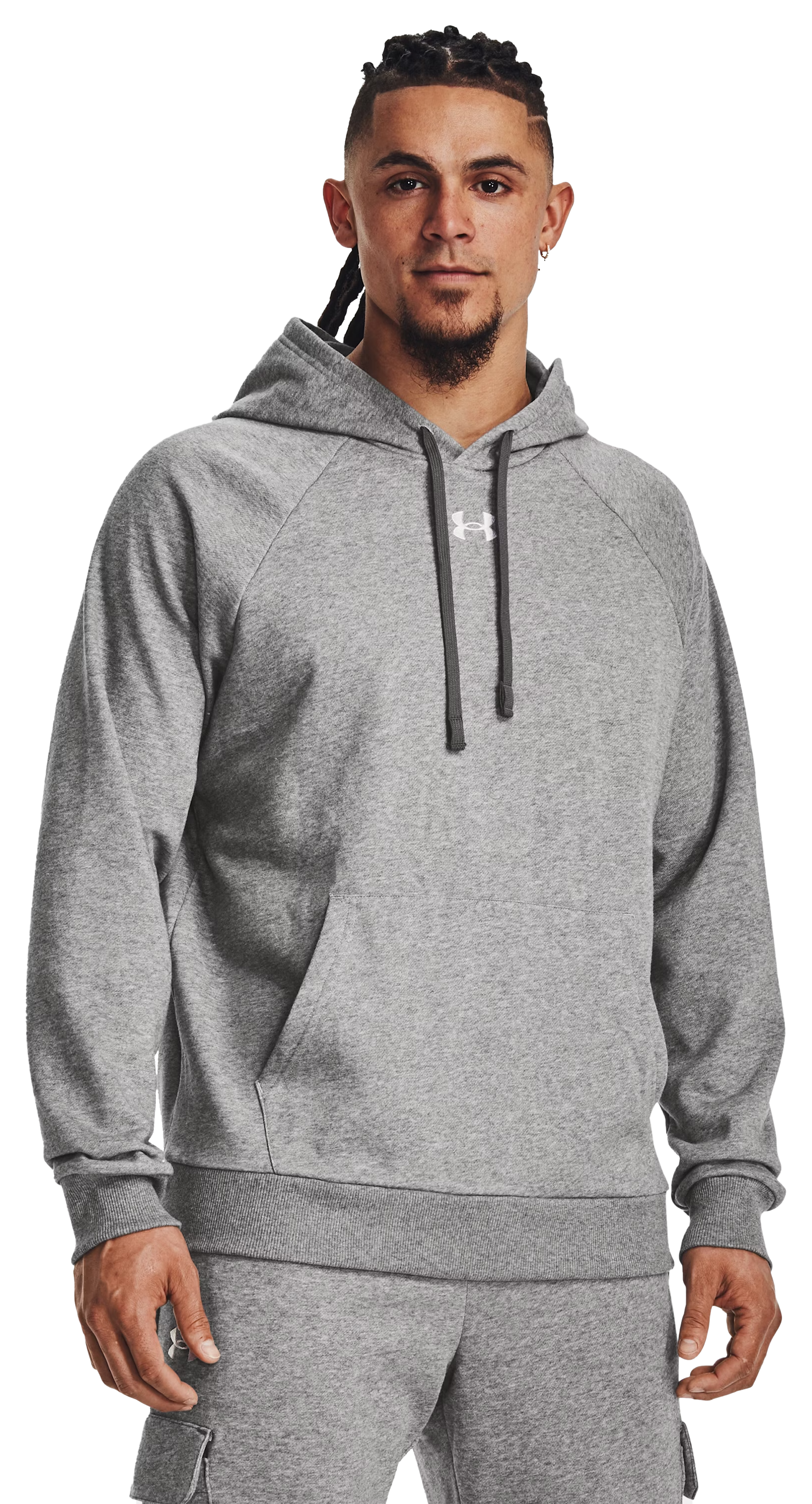 Image of Under Armour Rival Fleece Hoodie - Castlerock Light Heather/White