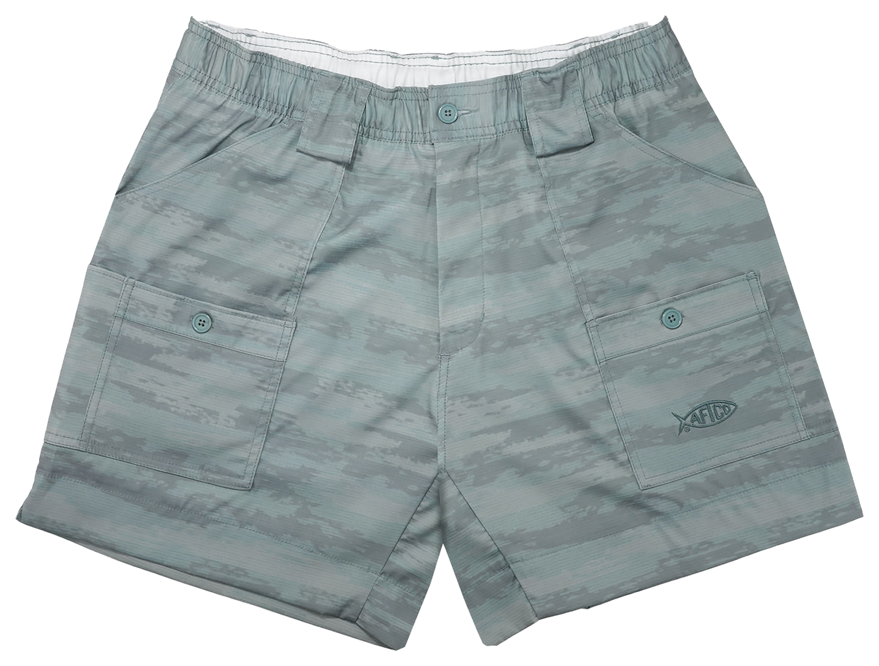 Image of AFTCO Camo Original Fishing Shorts for Men - Jade Shoreline Camo - 32