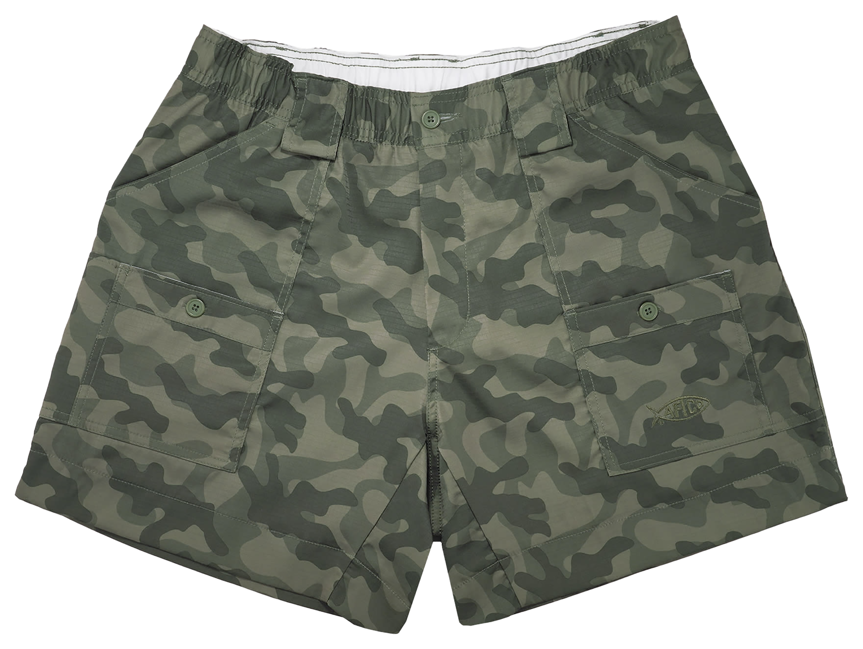 Image of AFTCO Camo Original Fishing Shorts for Men - Green OG Camo - 30