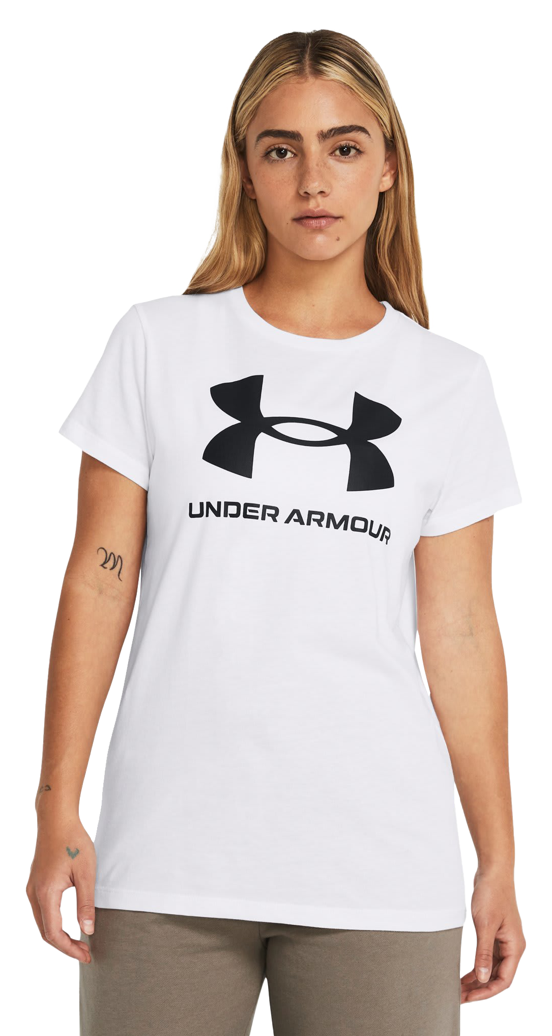 Image of Under Armour Live Sportstyle Graphic Short-Sleeve T-Shirt for Ladies - White/Black - XS