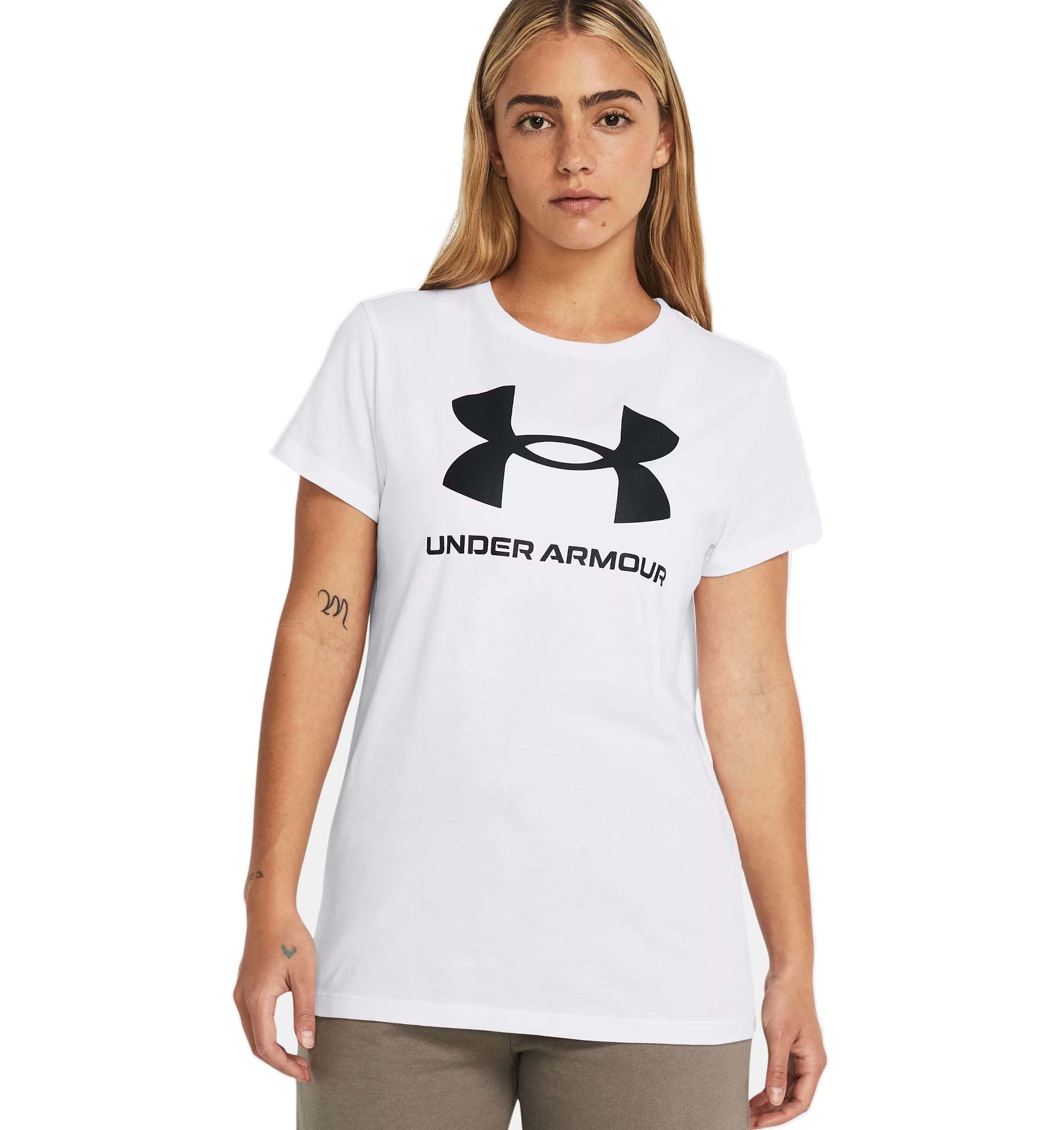 Image of Under Armour Live Sportstyle Graphic Short-Sleeve T-Shirt for Ladies - White/Black - XL