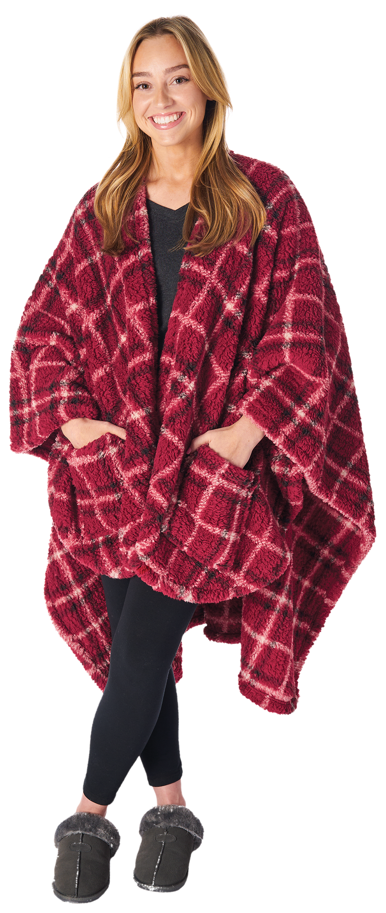 Image of White River Home Double-Sided Sherpa Wearable Throw - Red Plaid