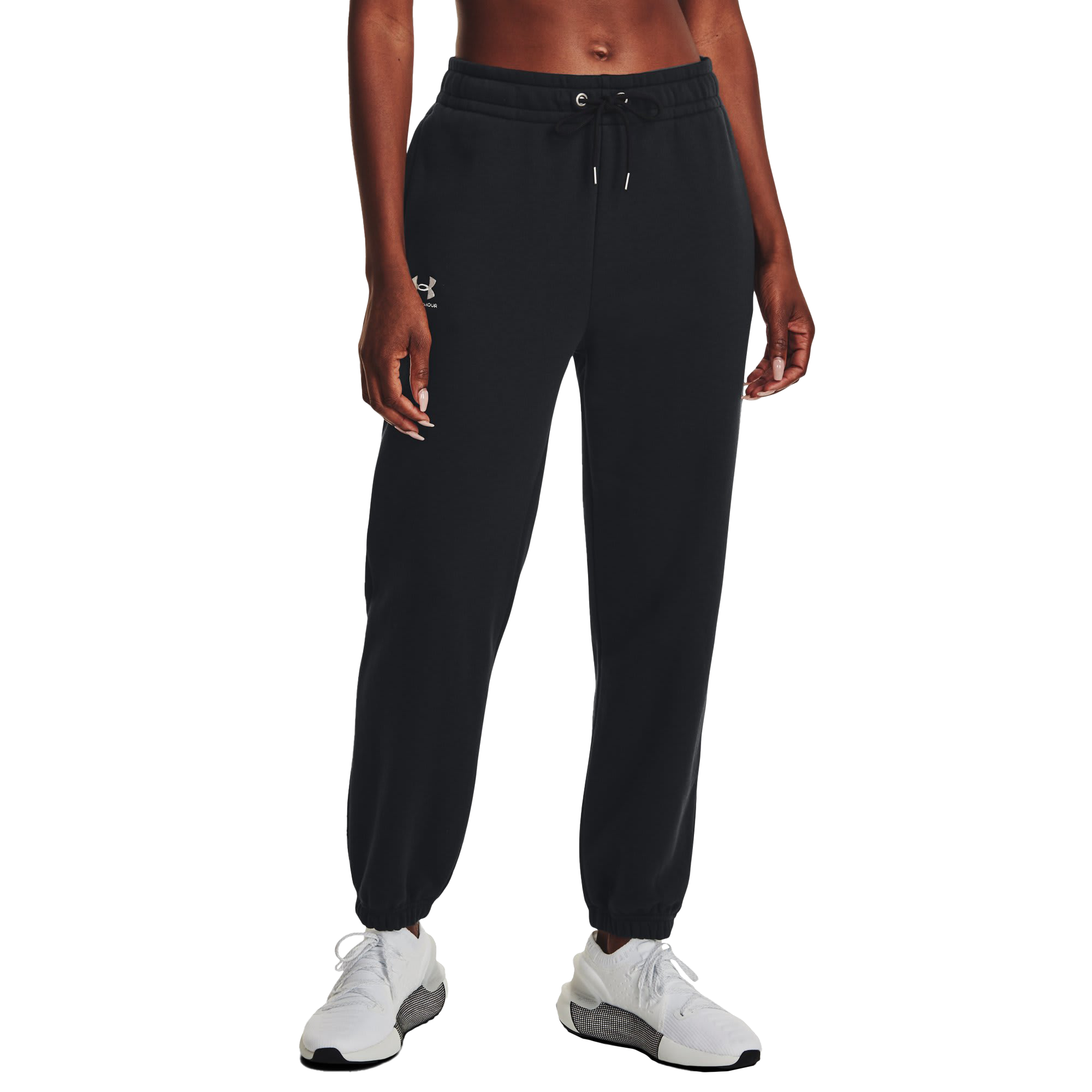 Image of Under Armour UA Essential Fleece Joggers for Ladies - Black/White - XS - Short