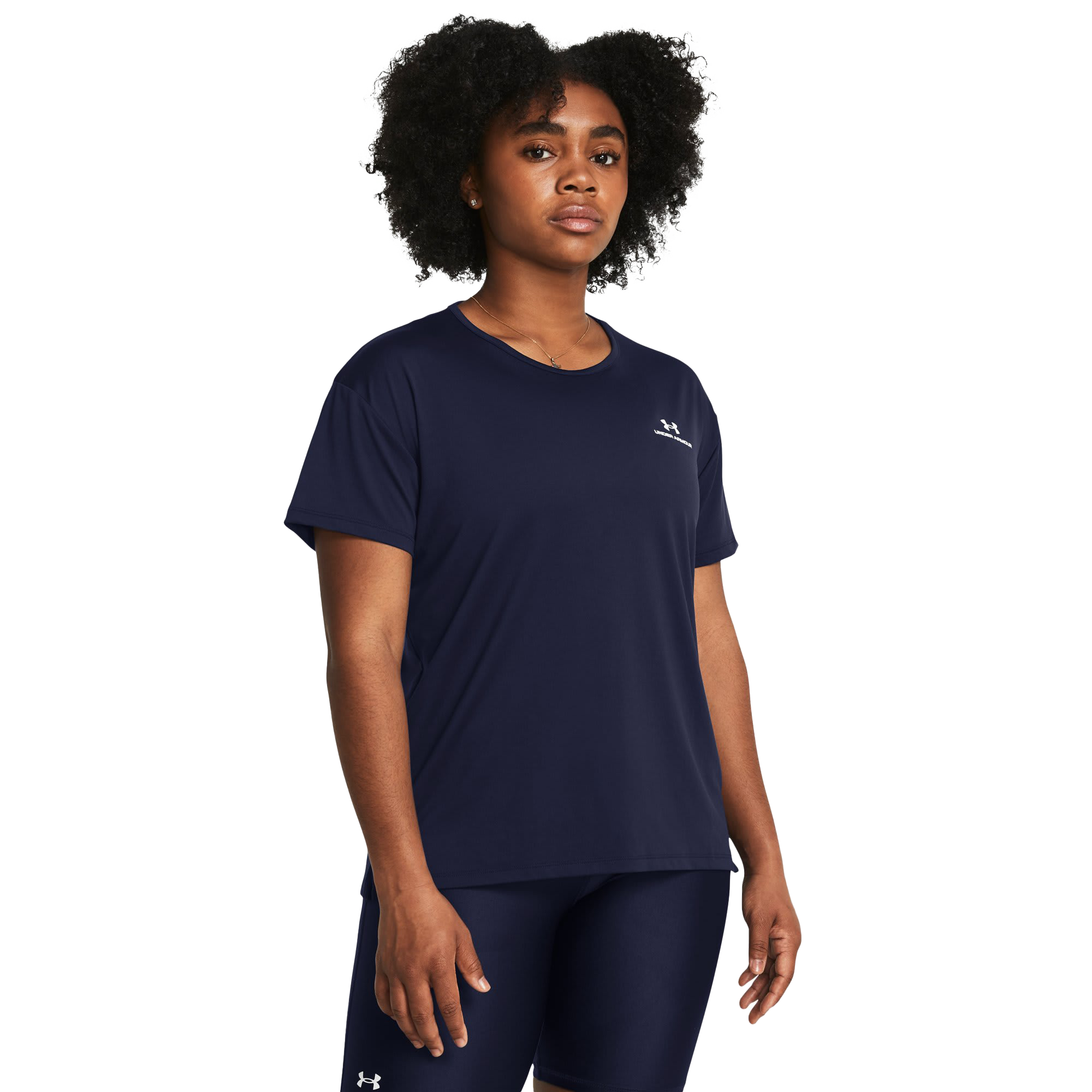Image of Under Armour RUSH Energy 2.0 Short-Sleeve T-Shirt - Midnight Navy/White - M