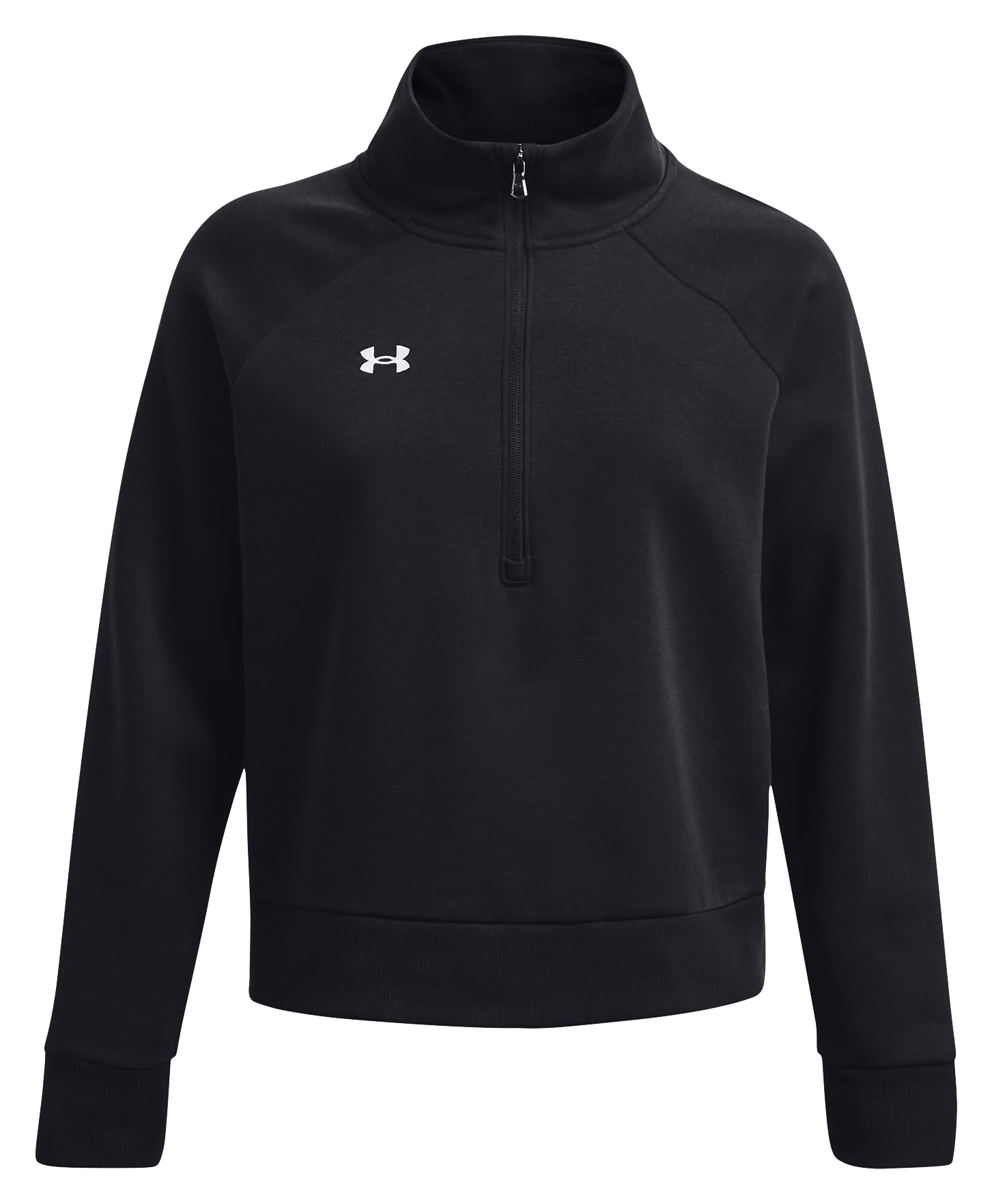 Image of Under Armour Rival Fleece Half-Zip Long-Sleeve Pullover for Ladies - Black/White - XS