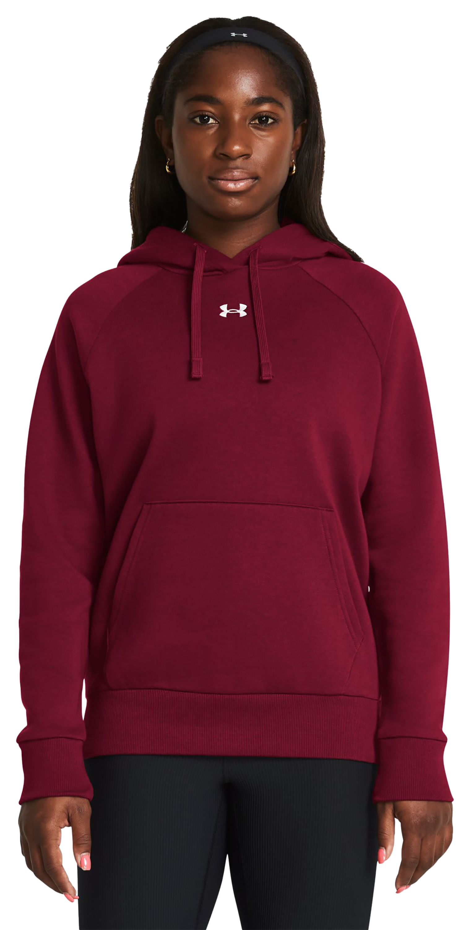 Image of Under Armour Rival Fleece Long-Sleeve Hoodie for Ladies - Cardinal/White - XS