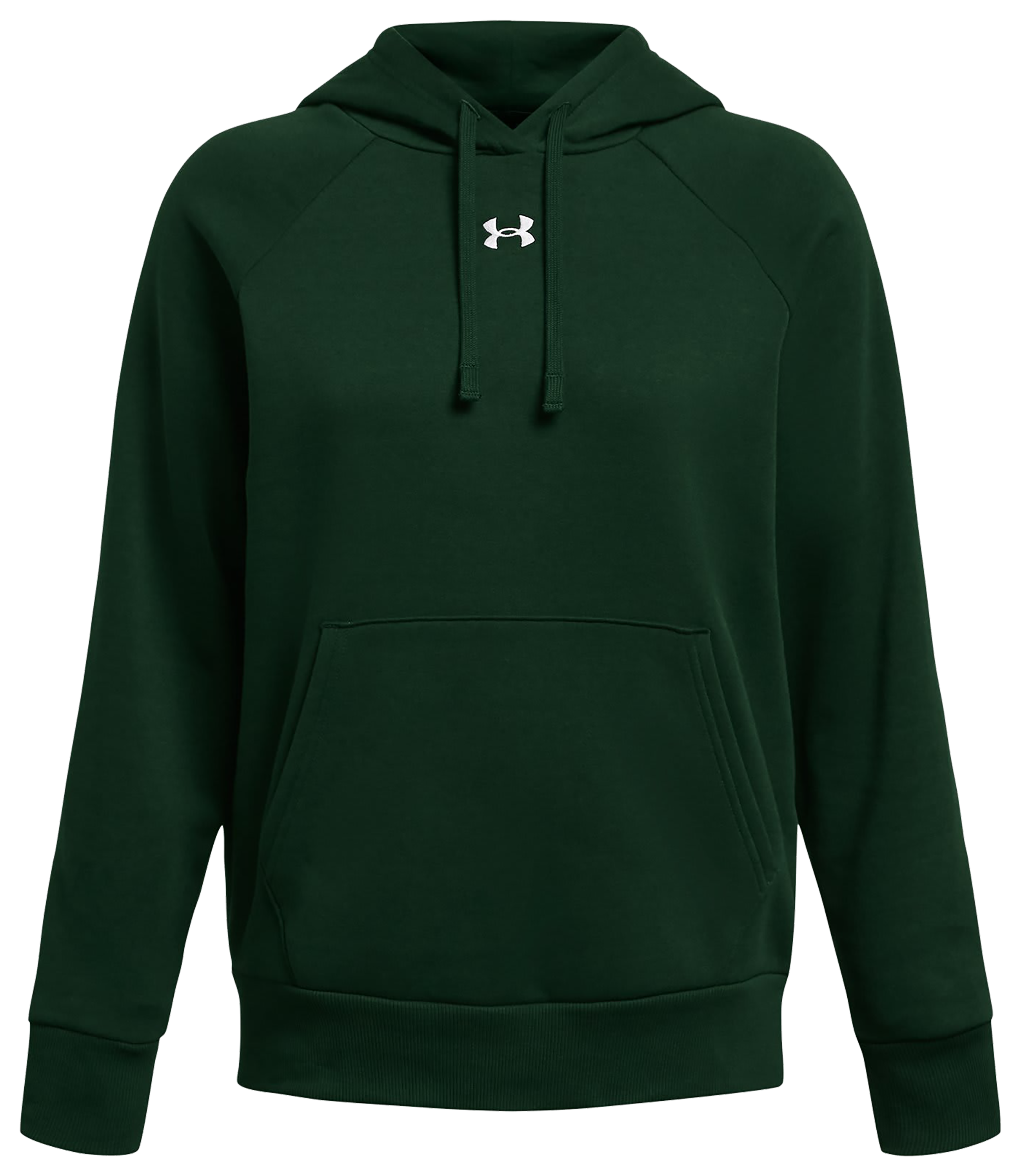 Image of Under Armour Rival Fleece Long-Sleeve Hoodie for Ladies - Forest Green/White - XS