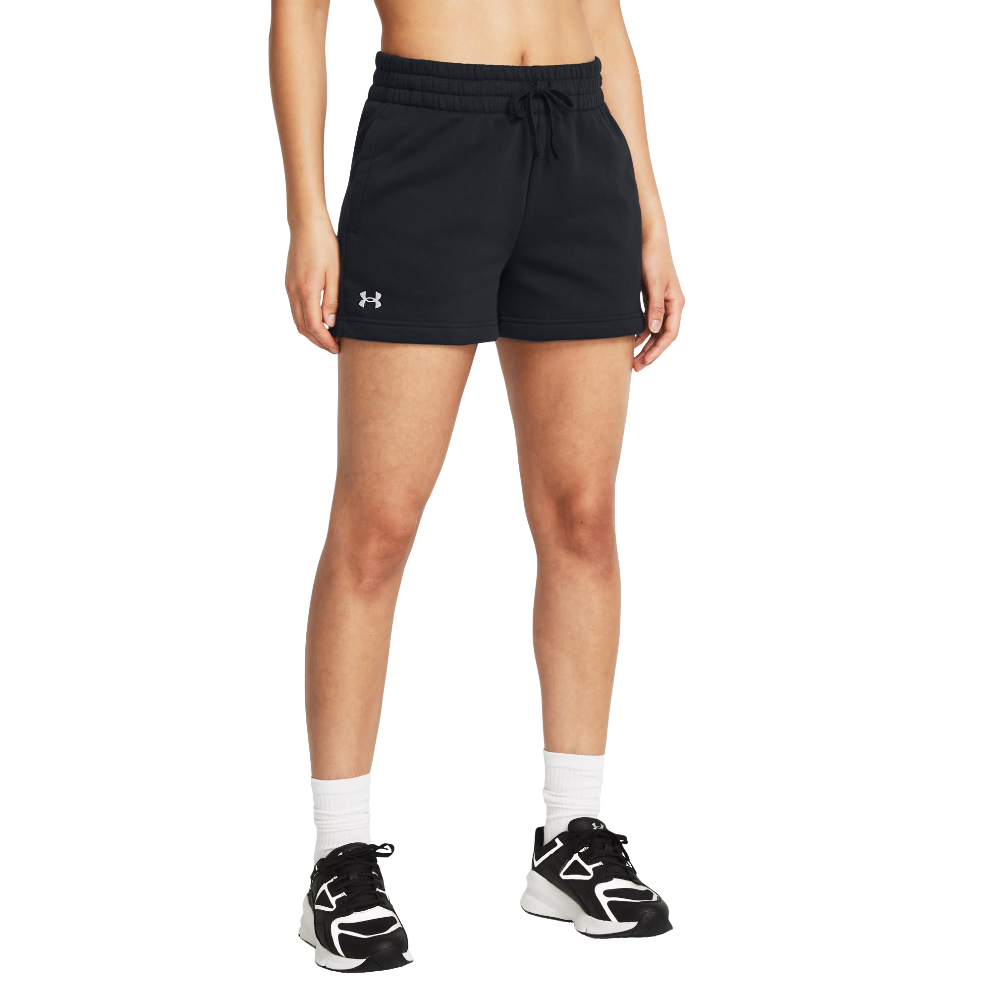 Image of Under Armour Rival Fleece Shorts for Ladies - Black/White - XS