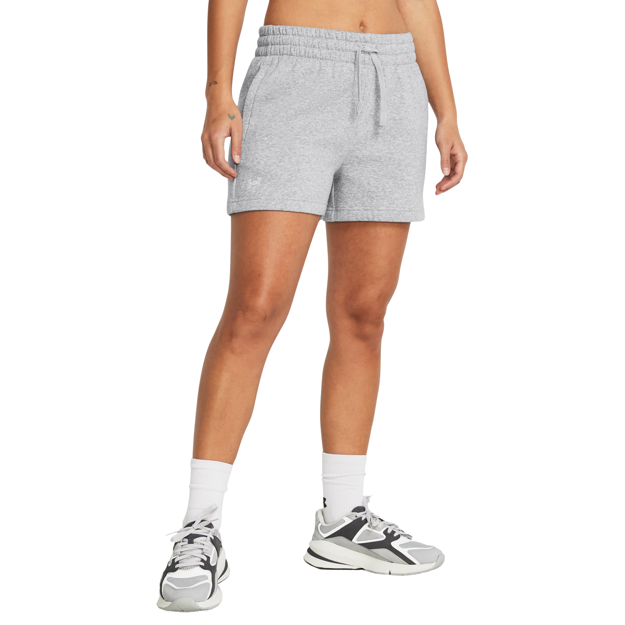 Image of Under Armour Rival Fleece Shorts for Ladies - Mod Gray Light Heather/White - XS