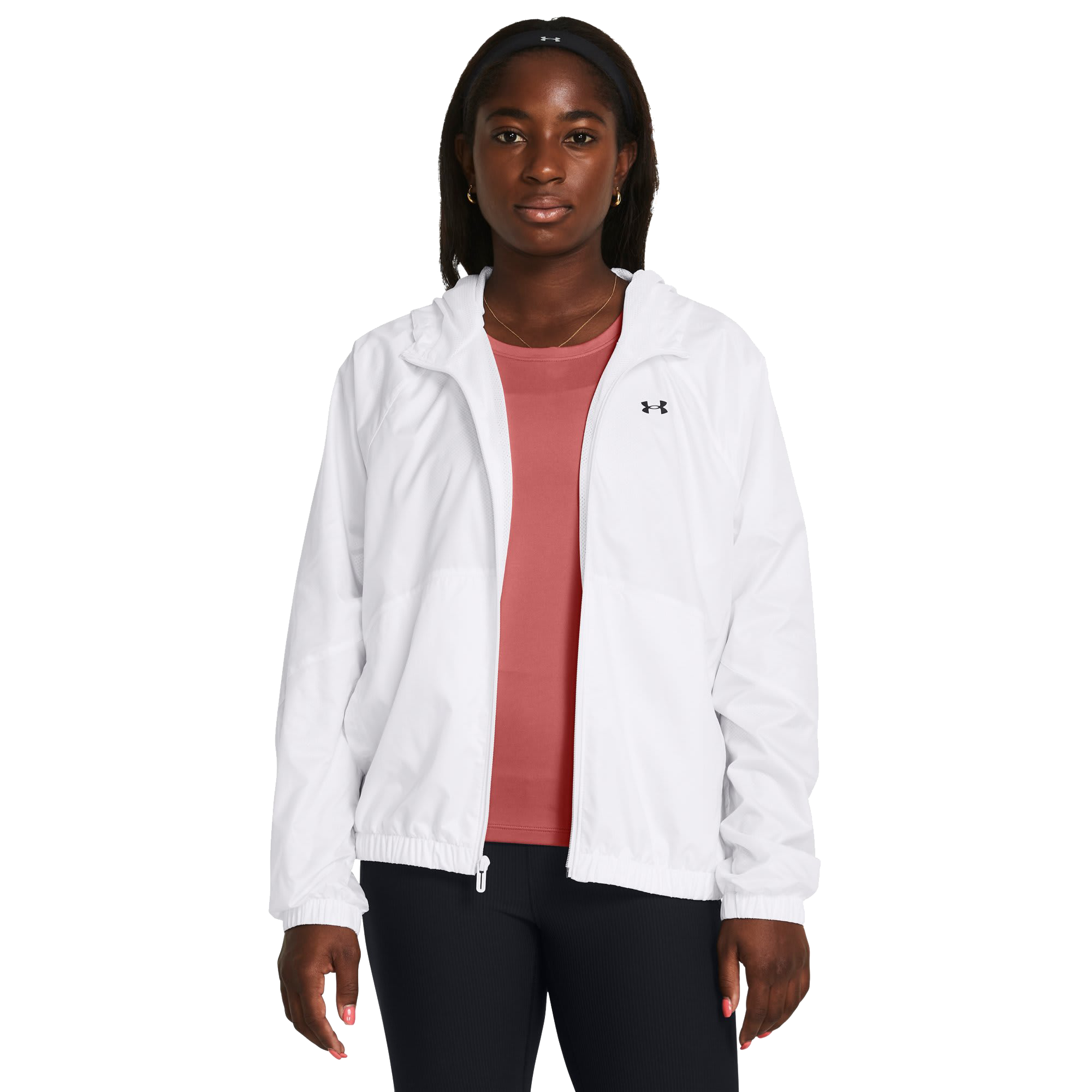 Image of Under Armour Rival Sport Windbreaker Jacket for Ladies - White/Black - M