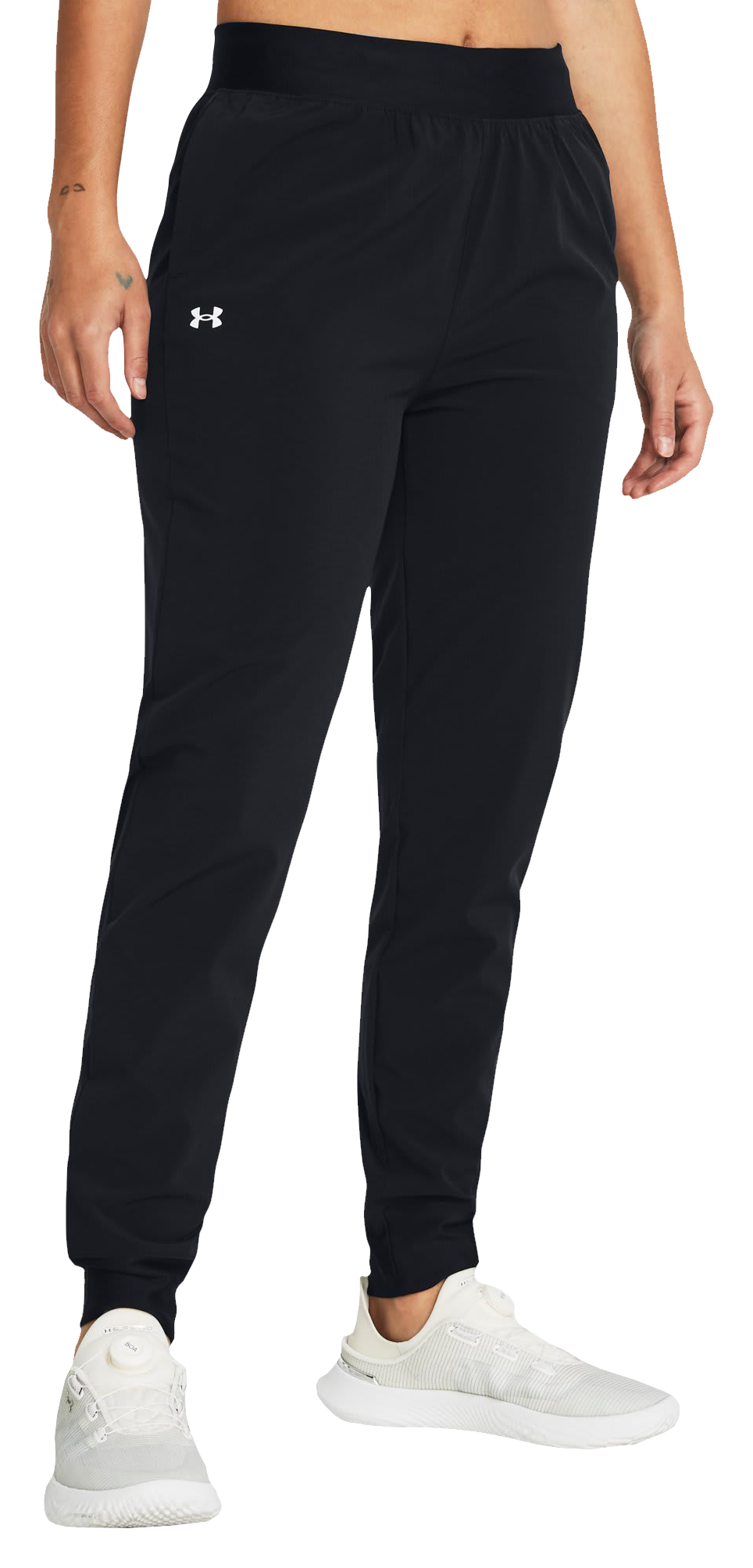 Image of Under Armour ArmourSport High-Rise Woven Pants for Ladies - Black/White - L - Tall