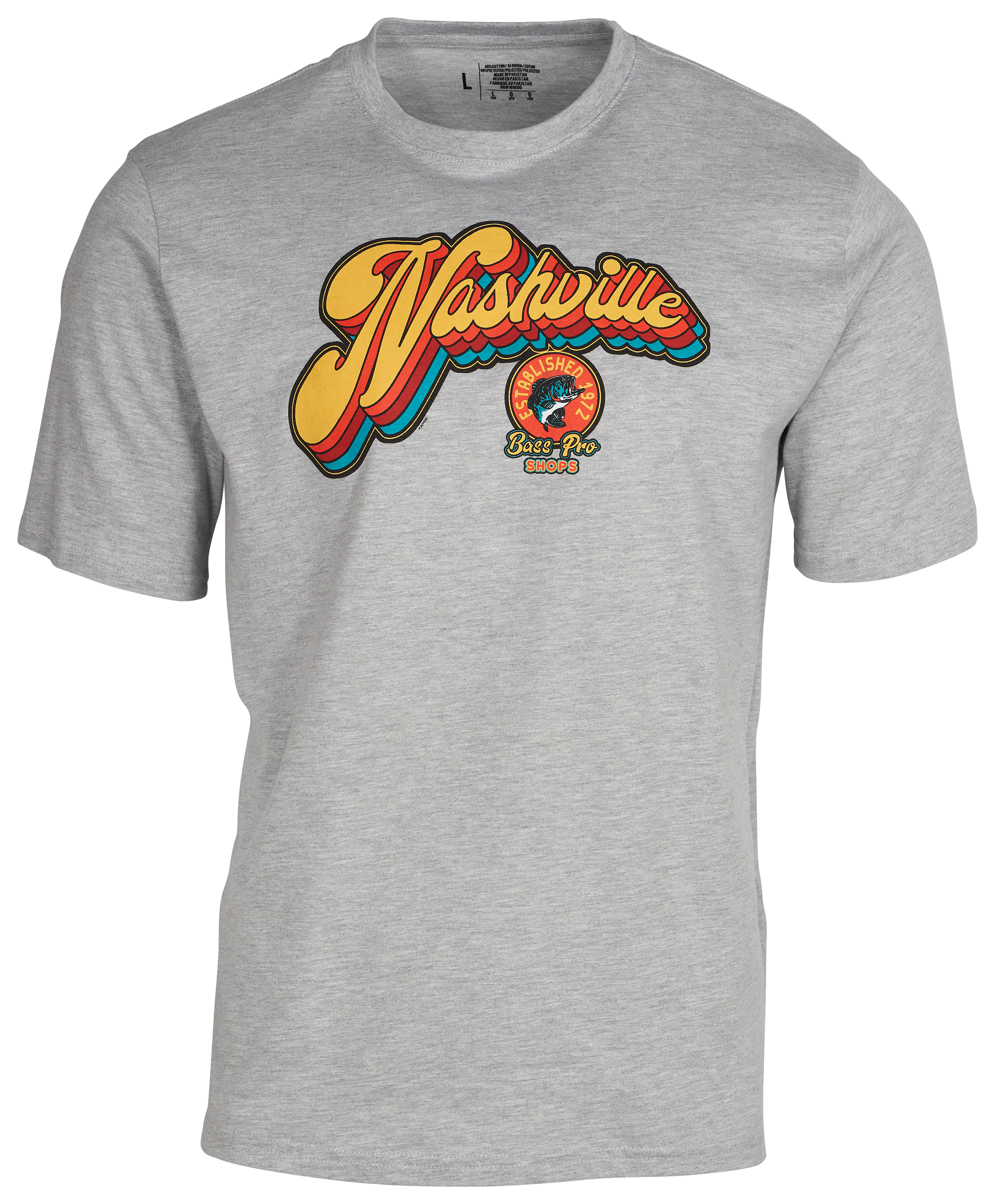 Image of Bass Pro Shops Nashville Retro Script Short-Sleeve T-Shirt for Men - Heather Grey