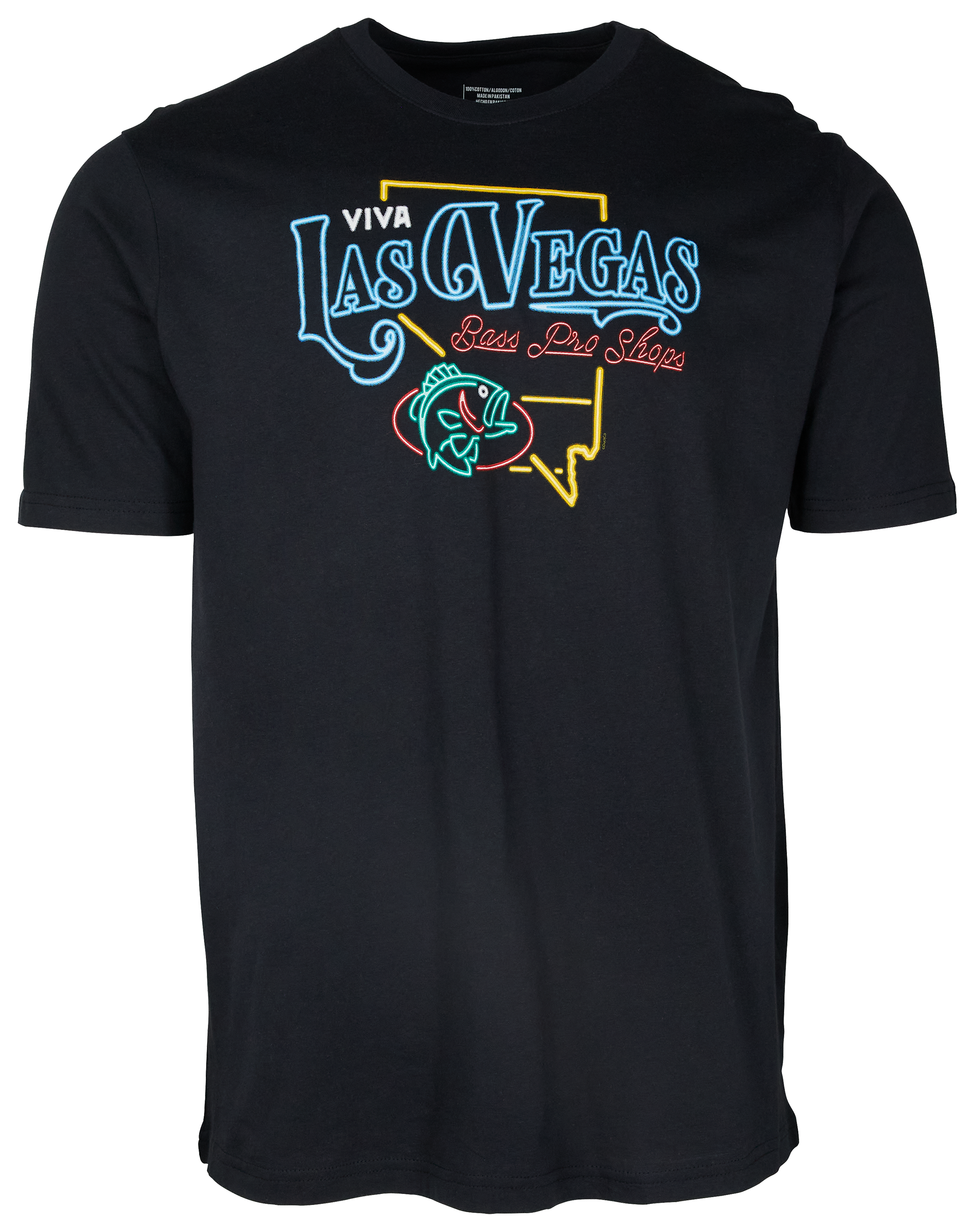 Image of Bass Pro Shops Neon Las Vegas Short-Sleeve T-Shirt for Men - Black - 2XL