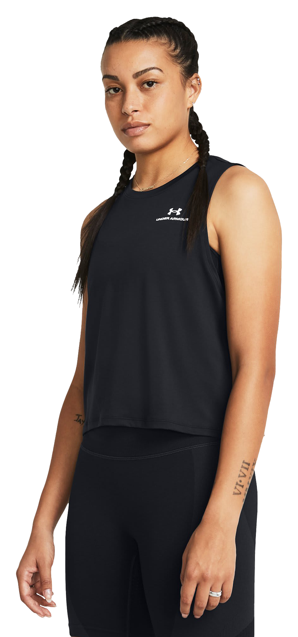 Image of Under Armour Vanish Energy Crop Tank Top for Ladies - Black/White - M