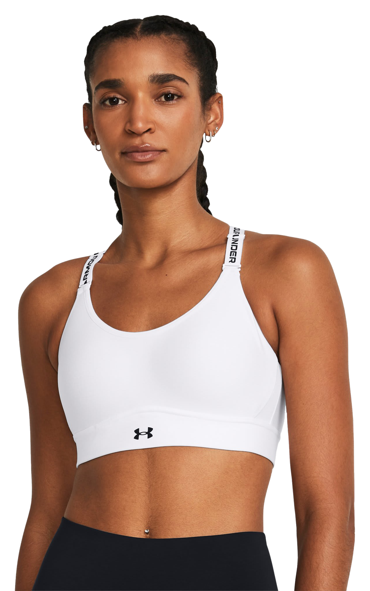 Image of Under Armour Infinity 2.0 Mid Sports Bra for Ladies - White/Black - XS A-C