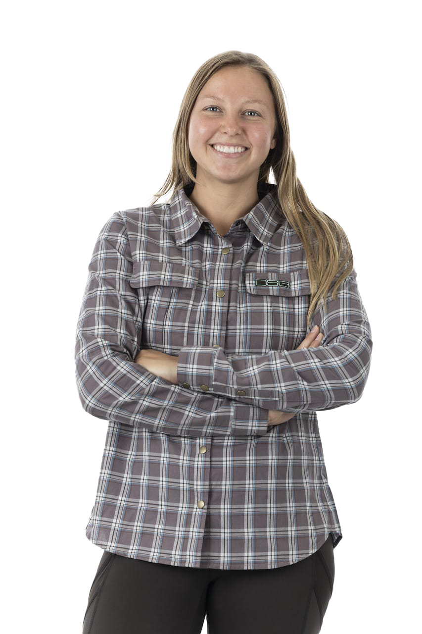 Image of DSG Outerwear Plaid Button-Down Long-Sleeve Shirt for Ladies - Smoky Mauve